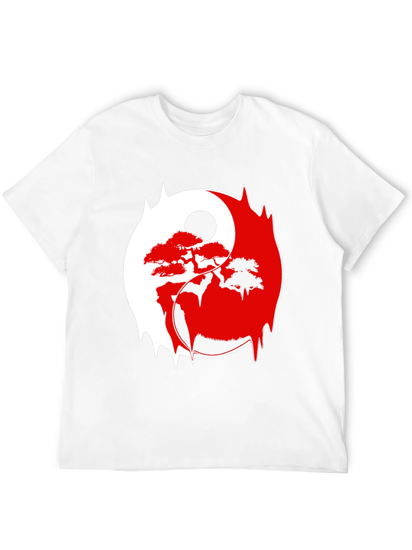 Black Yin Yang Bonsai Tree Graphic Tee - Stylish & Unique view 12