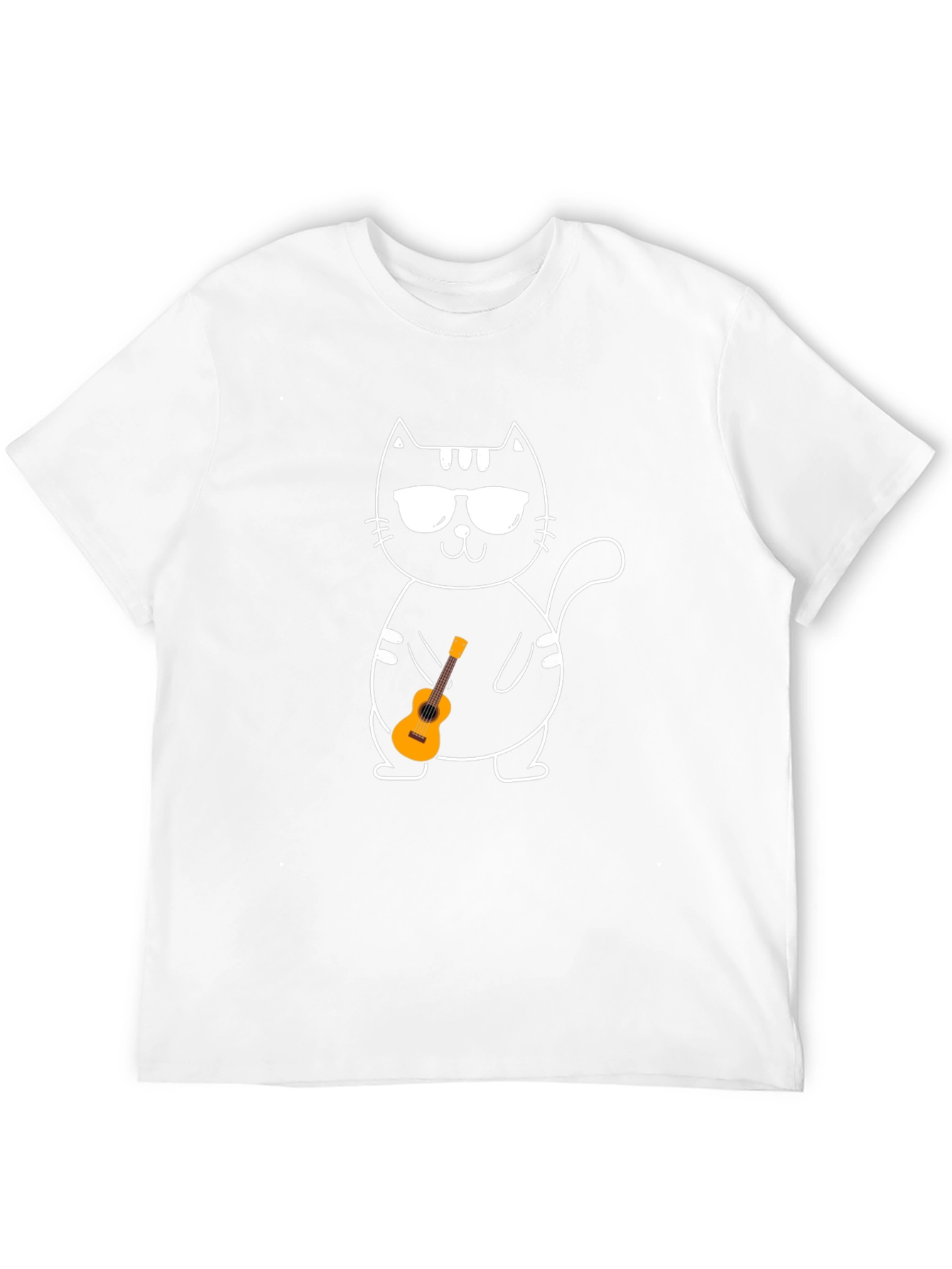 Black Cool Cat Ukulele Graphic T-Shirt view 12