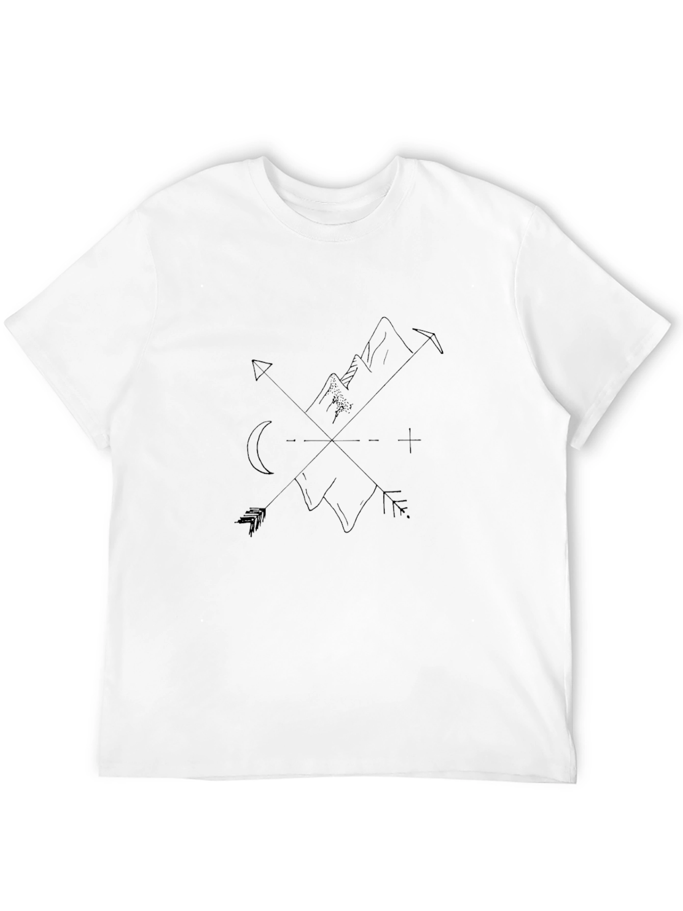 Black Men's Graphic T-Shirt: Mountain Compass Design, Black view 12