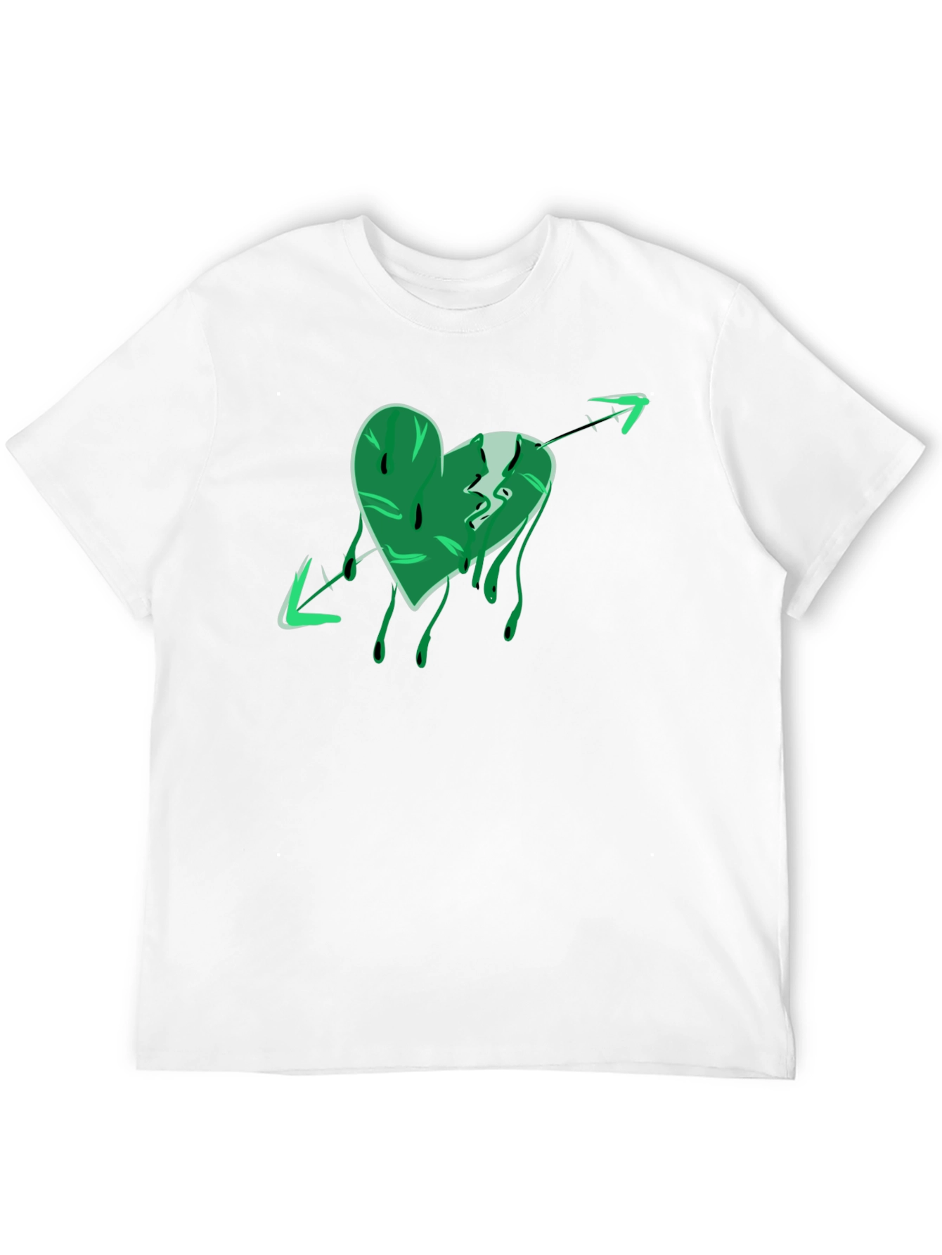 Black Green Heart Arrow Graphic Black T-Shirt view 12