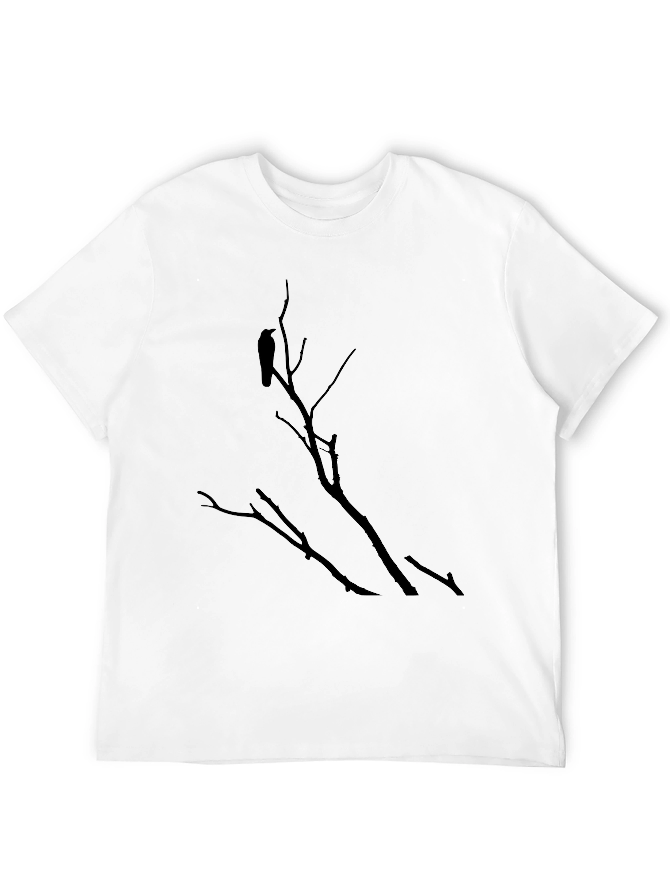 Black Raven on Branch Black T-Shirt - Gothic Style Tee view 12
