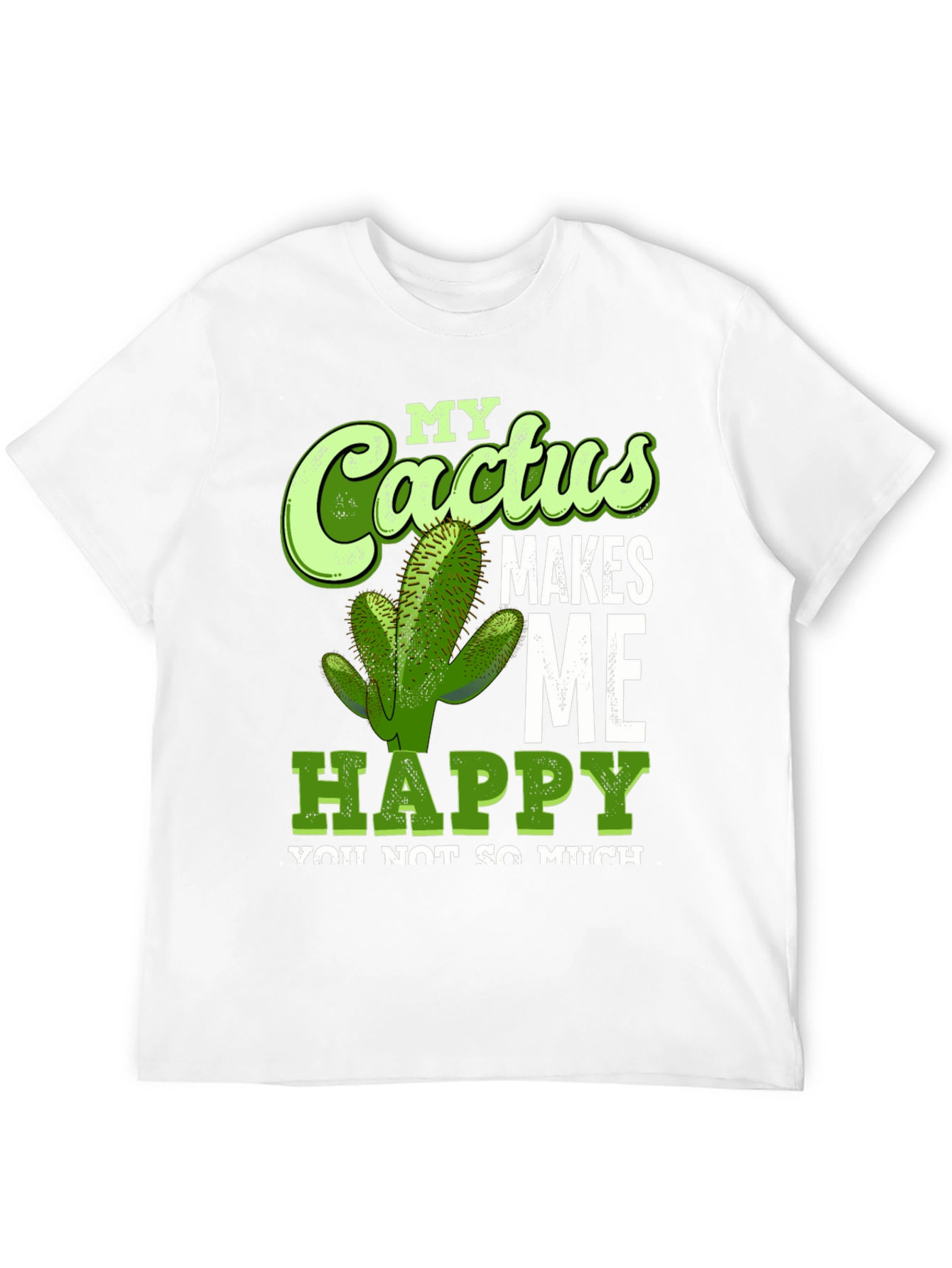 Black Cactus Makes Me Happy T-Shirt Funny Graphic Tee view 12