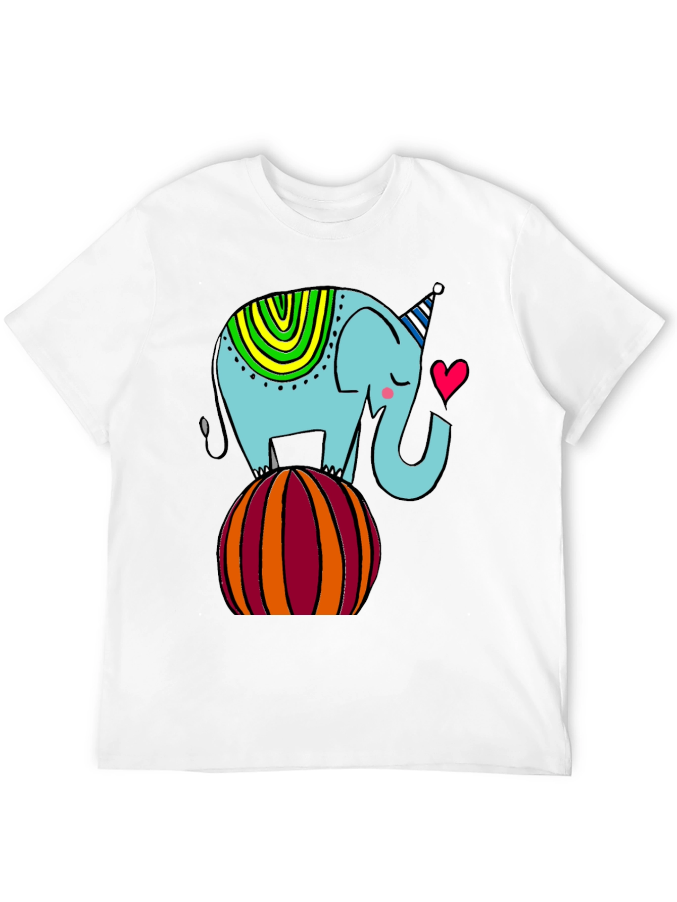 Black Elephant on Ball Graphic Tee - Cute Cartoon Style view 12