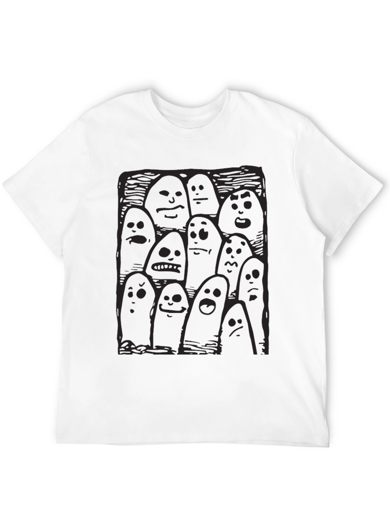 Black Whimsical Ghost Print Black T-Shirt view 12