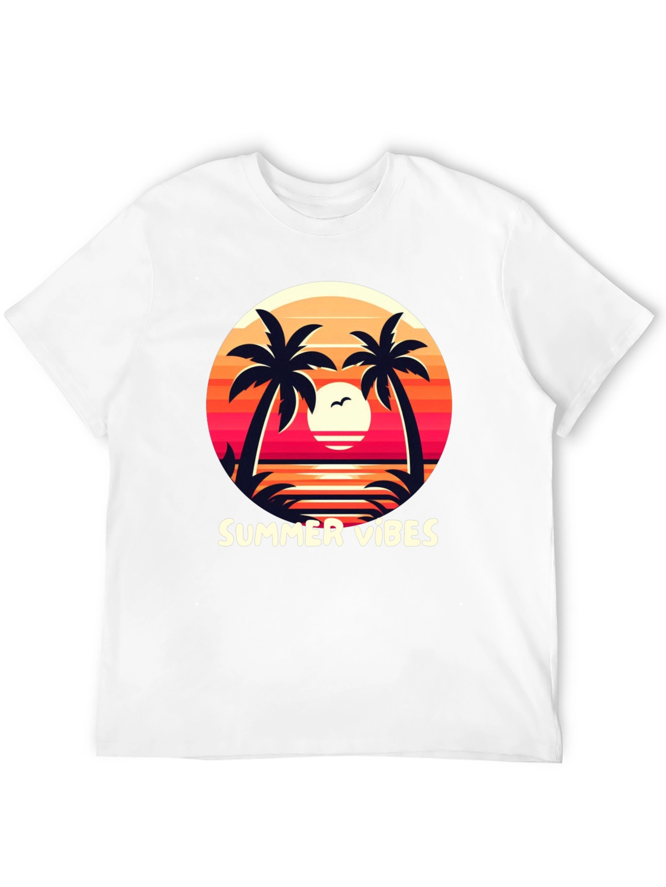 Black Summer Vibes Graphic Tee - Palm Tree Sunset Design view 12