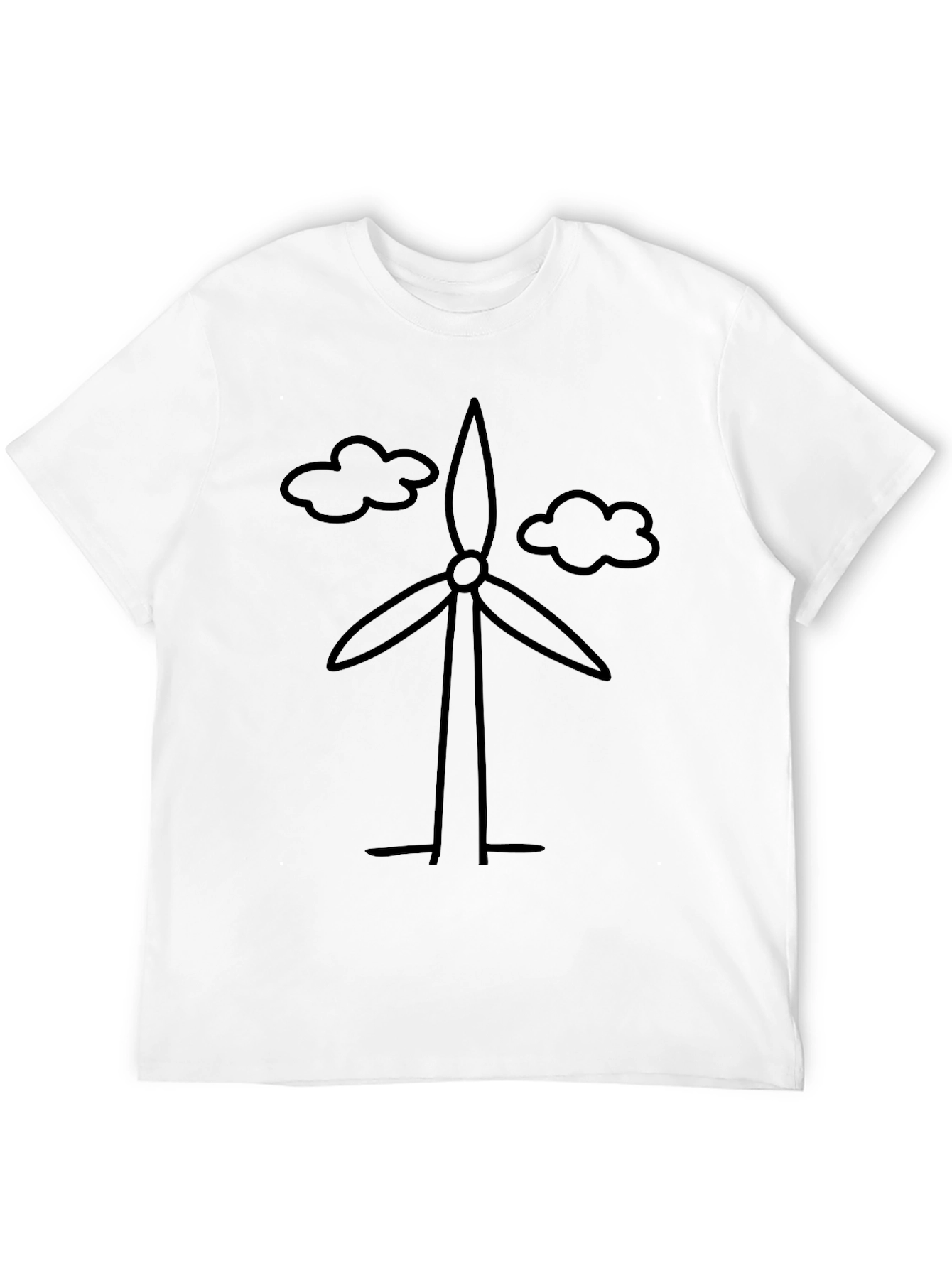 Black Eco-Friendly Wind Turbine Graphic T-Shirt - Black view 12