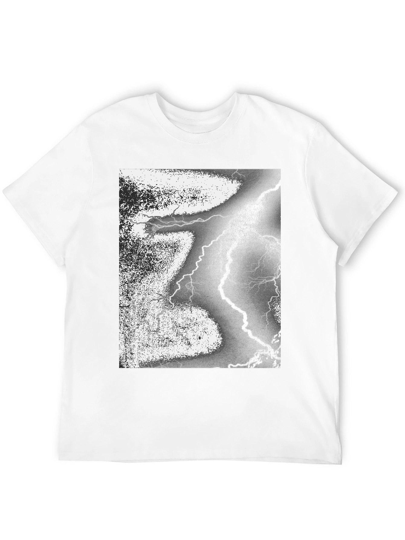 Black Black T-Shirt with Lightning Strike Graphic view 12