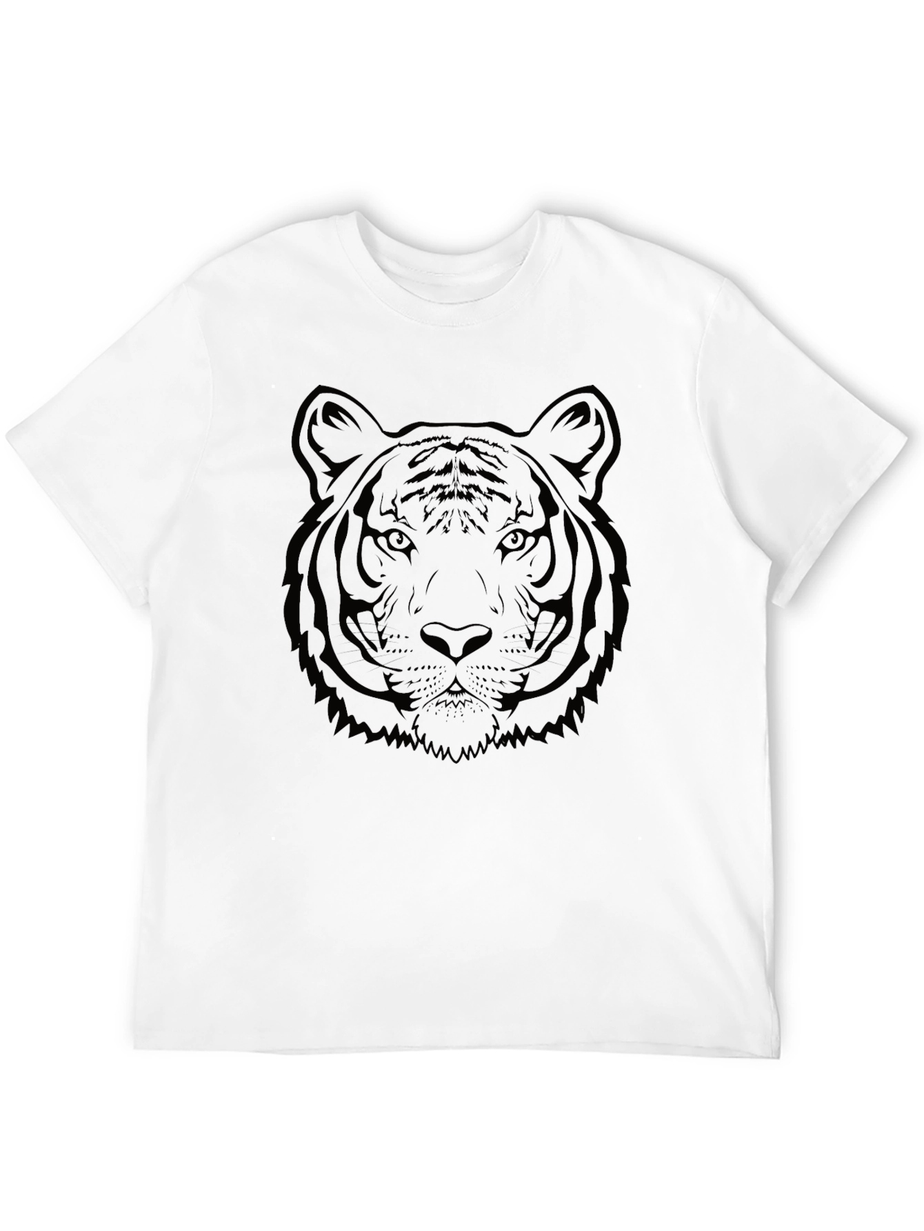 Black Tiger Face Graphic Tee - Black Cotton T-Shirt view 12