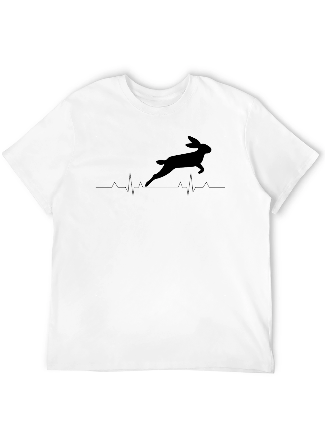 Black Hare Heartbeat T-Shirt - Black Crew Neck view 12