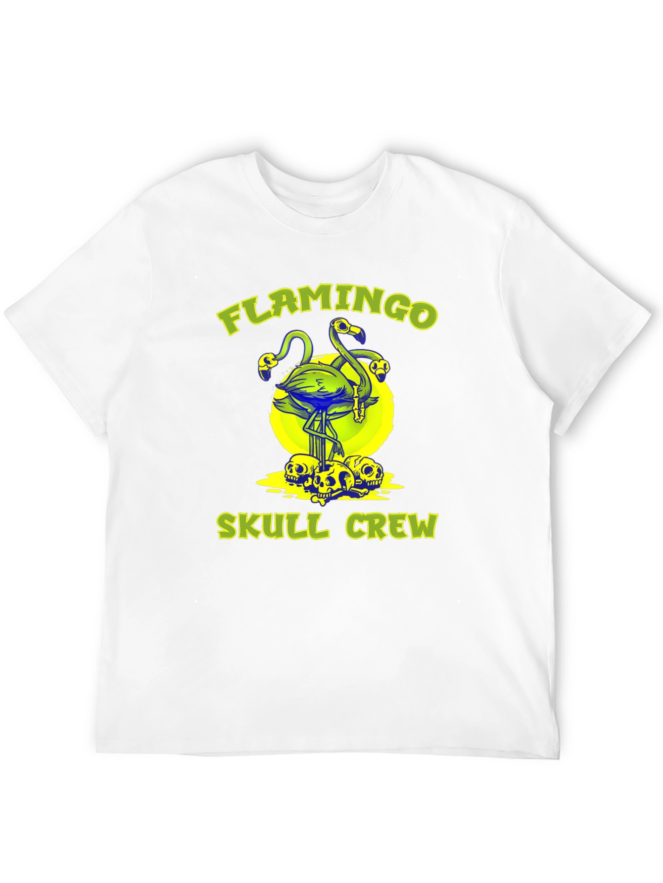 Black Flamingo Skull Crew Graphic Tee - Unique Design view 12