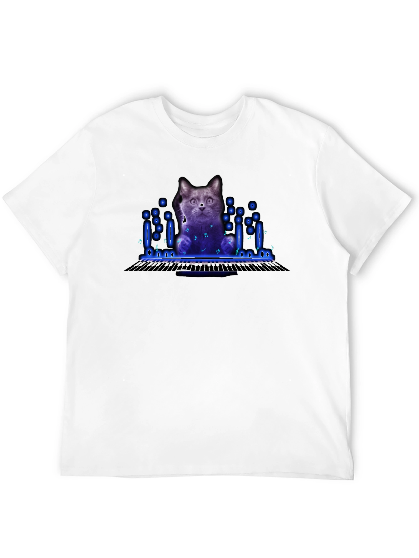 Black Cat Playing Piano Graphic T-Shirt view 12