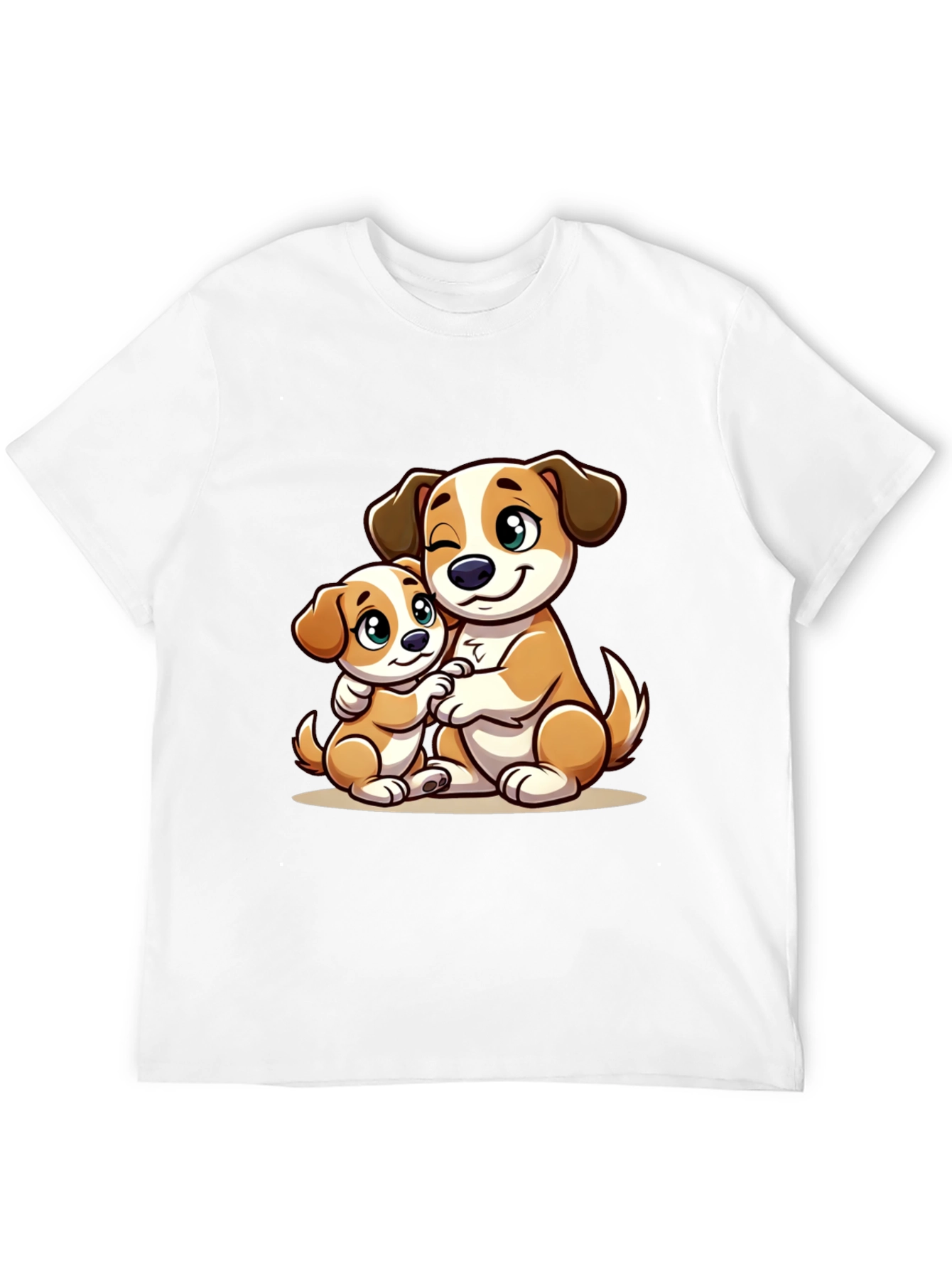 Black Cute Dog Hug T-Shirt - Black view 12