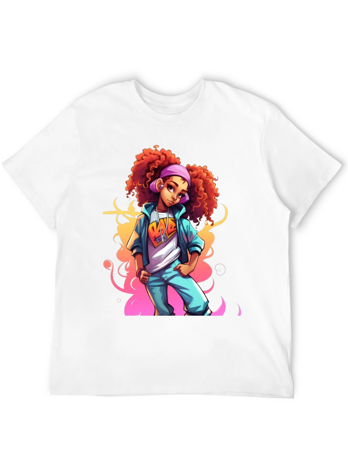 Black Cartoon Girl Graphic Black T-Shirt view 12