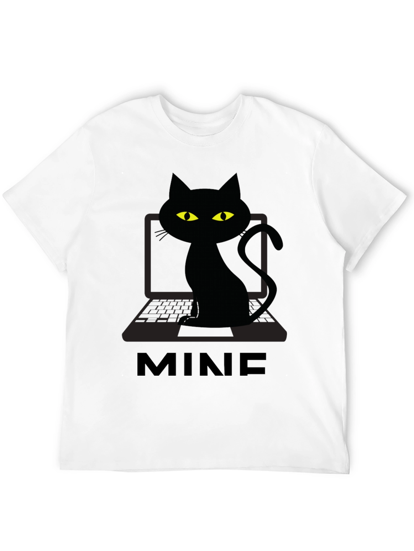 Black MINE Cat Laptop Graphic Tee - Black view 12