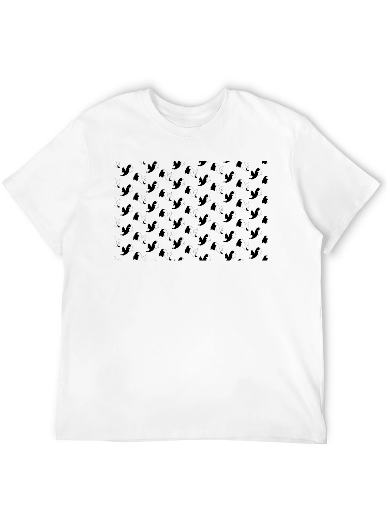 Black Men's Black Squirrel Pattern Crew Neck T-Shirt view 12