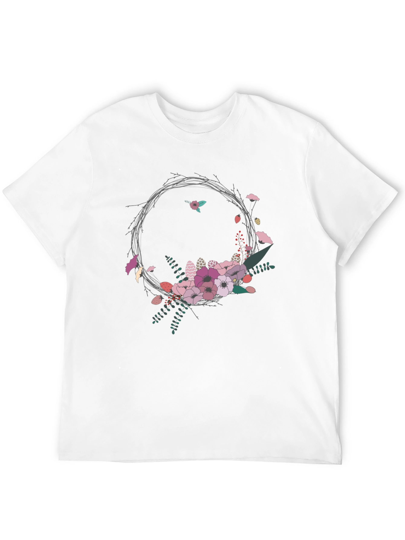 Black Floral Wreath Graphic Tee - Stylish and Unique view 12