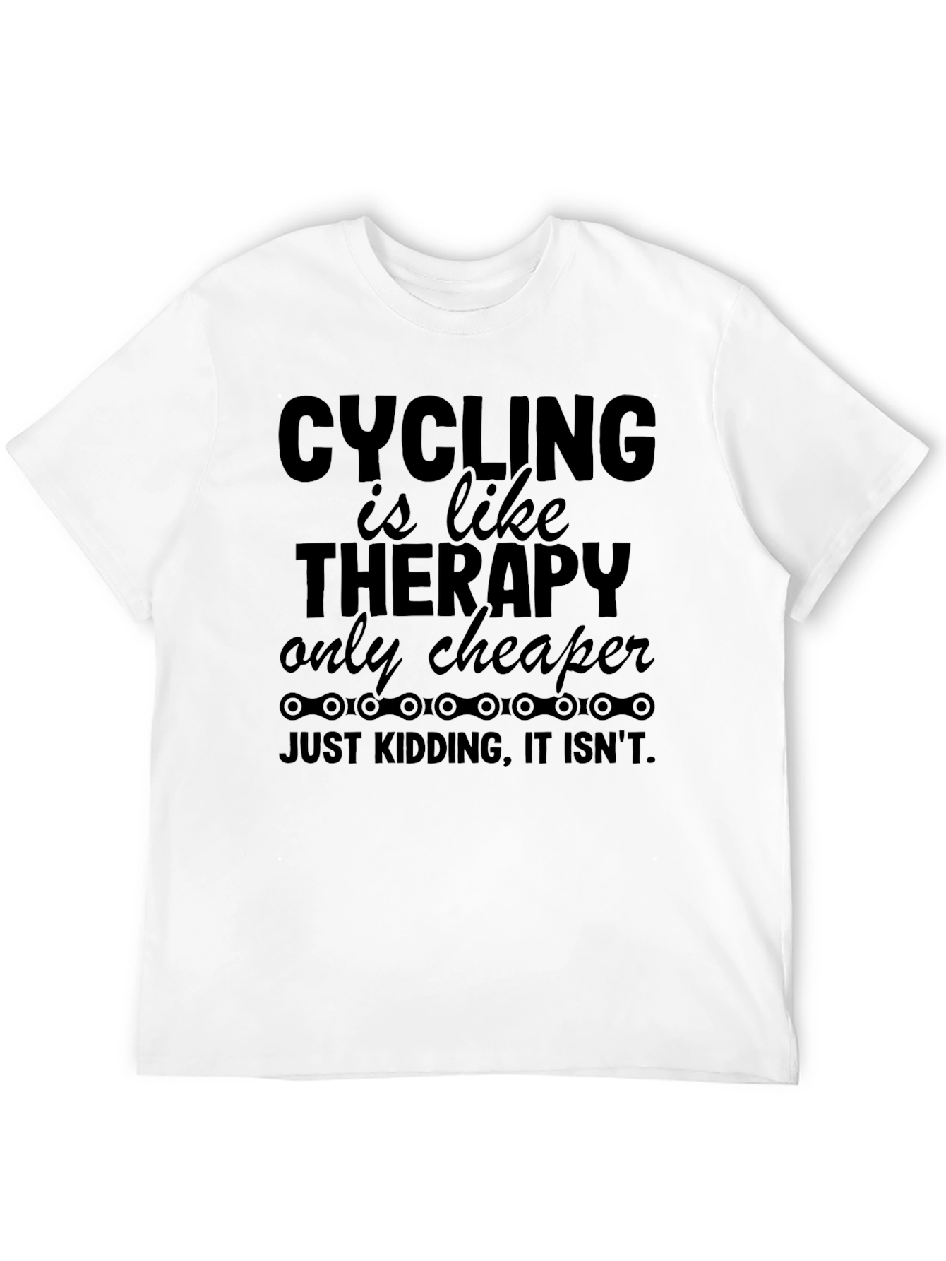 Black Cycling Therapy Funny T-Shirt - Black view 12