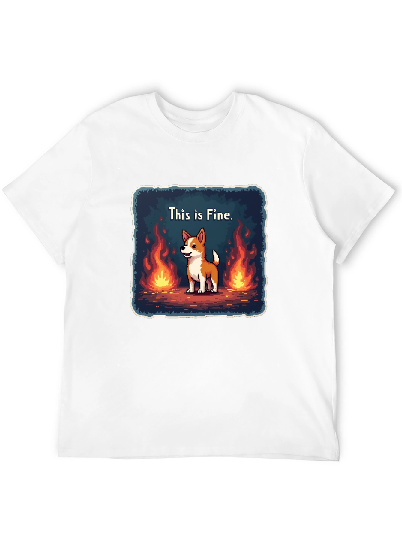 Black This Is Fine Dog Meme T-Shirt - Burning Situation Comfort Tee view 12