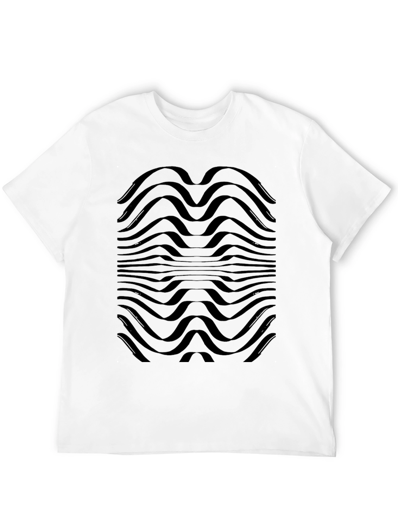 Black Abstract Wave Pattern T-Shirt - Modern Graphic Tee view 12