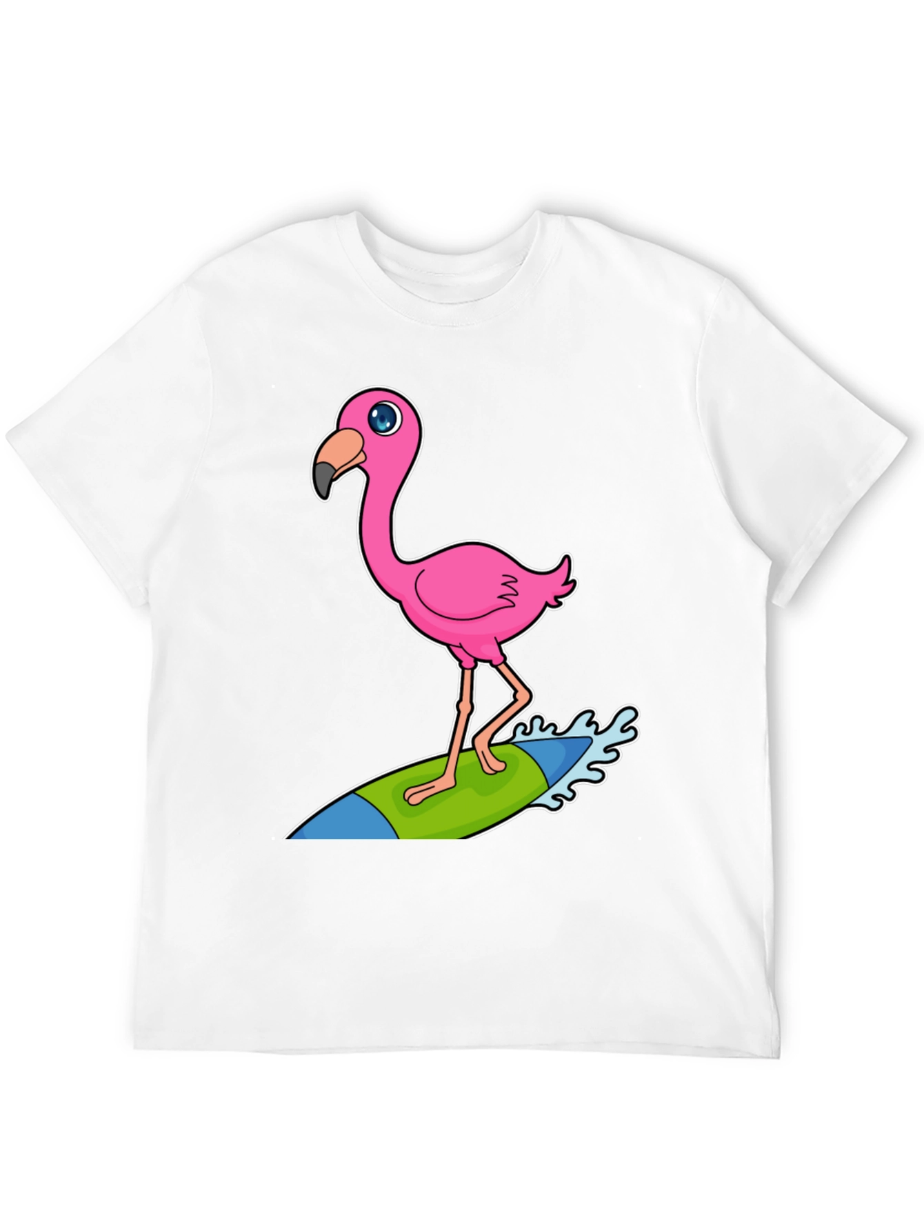 Black Surfing Flamingo Graphic Tee - Black Cotton T-Shirt view 12