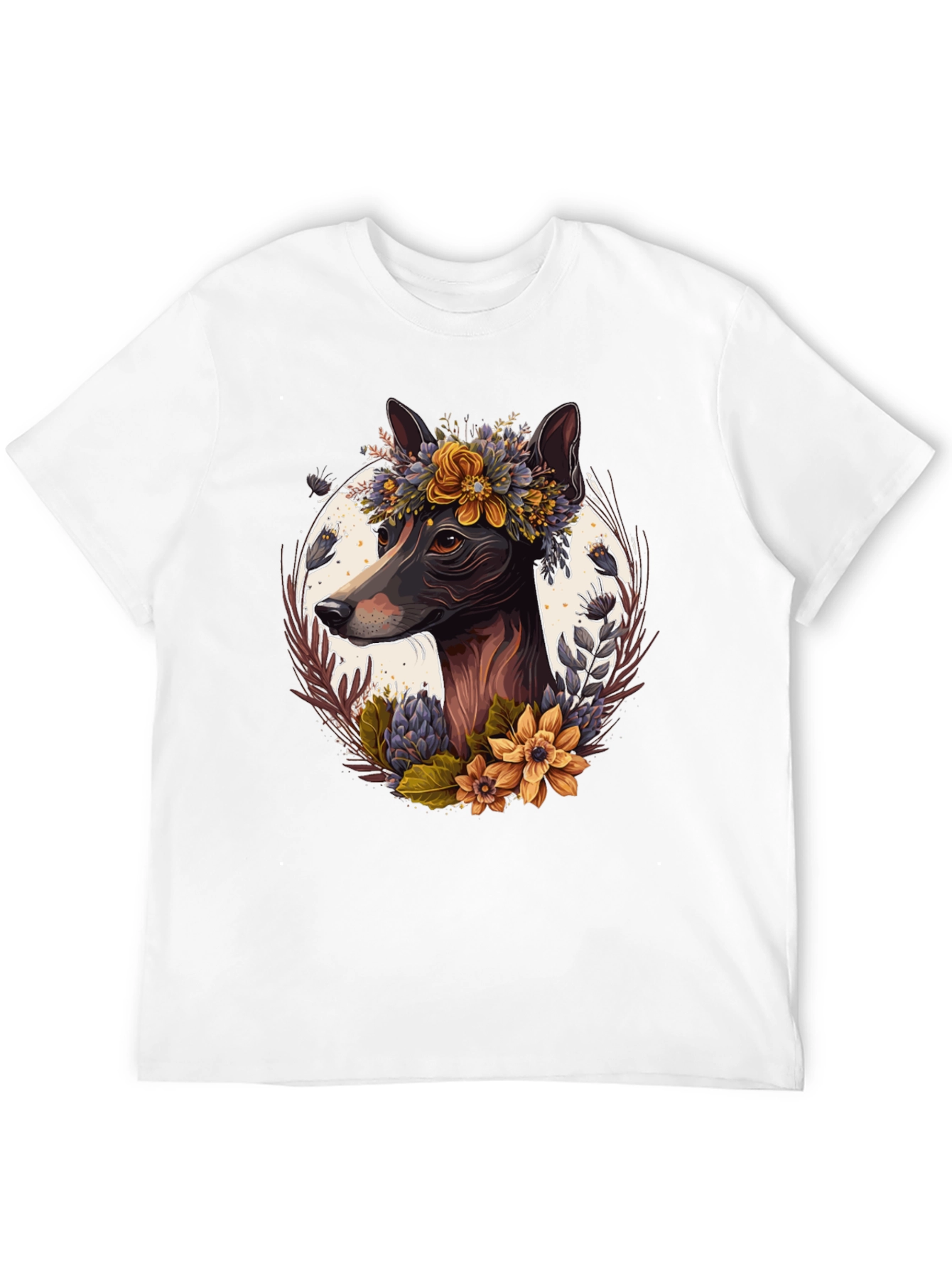 Black Dog Floral Wreath T-Shirt view 12