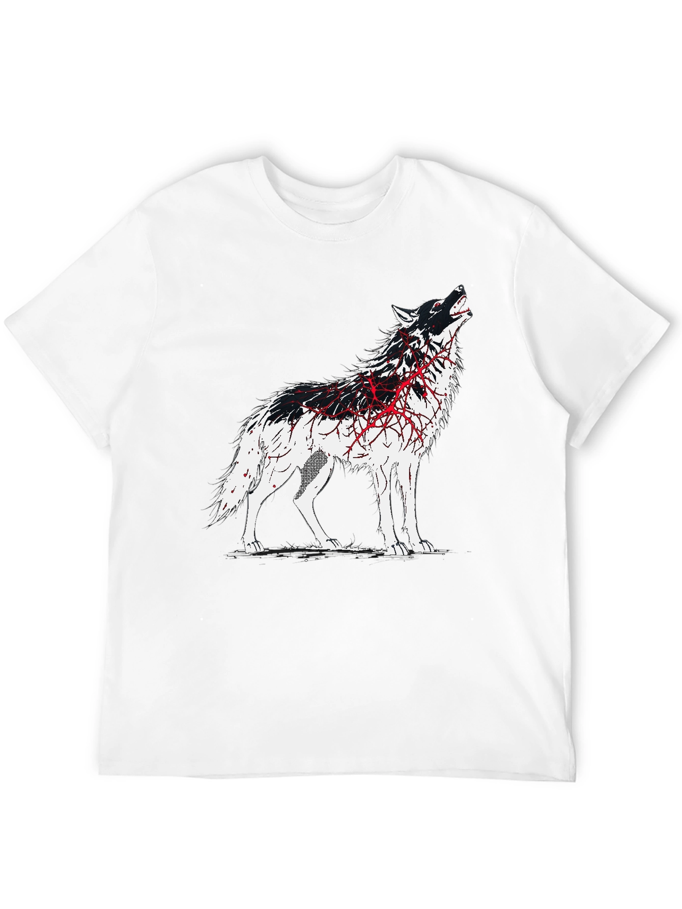 Black Wolf Graphic Print T-Shirt - Black view 12