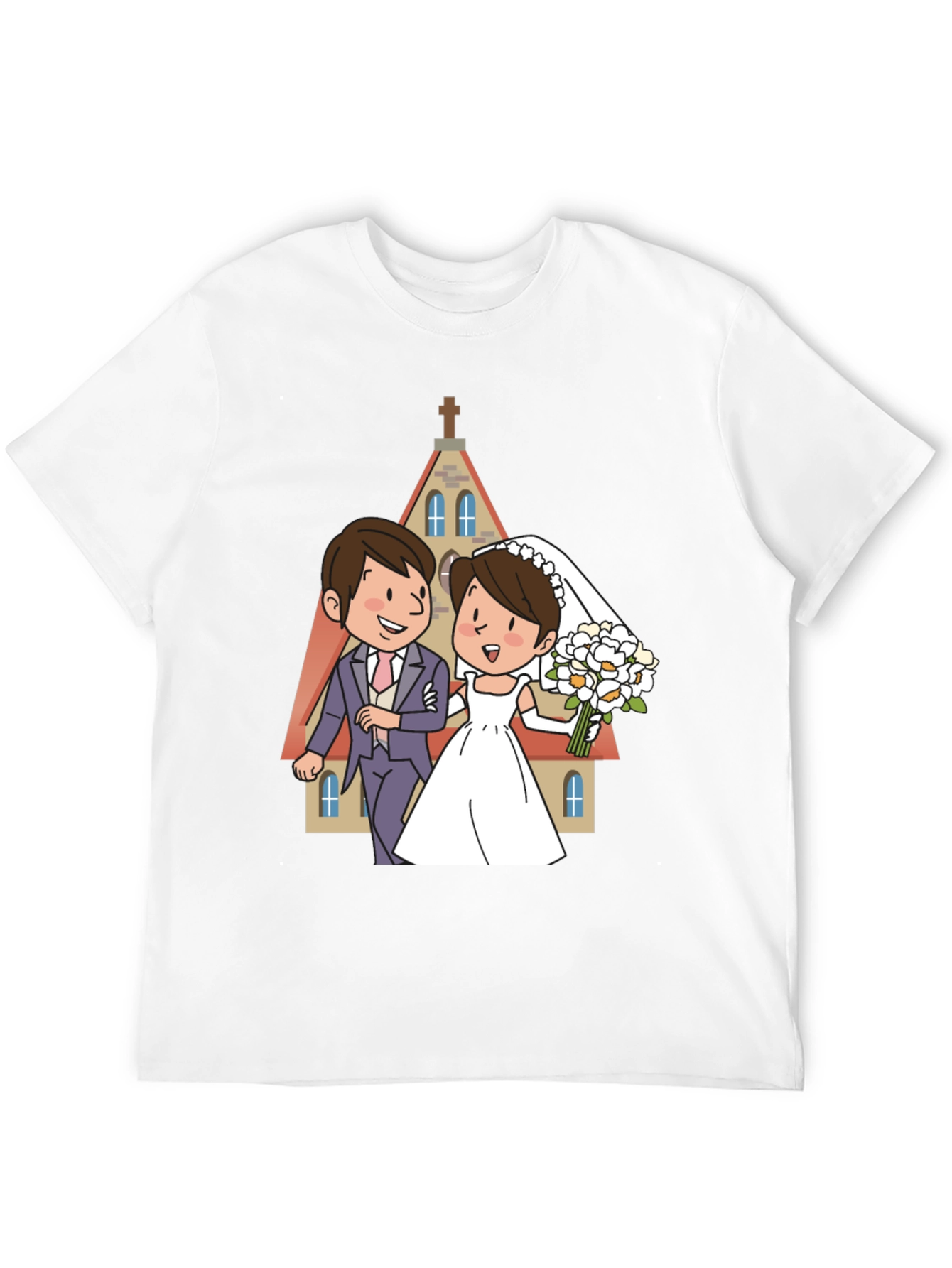 Wedding Cartoon Graphic Tee - Black - 12