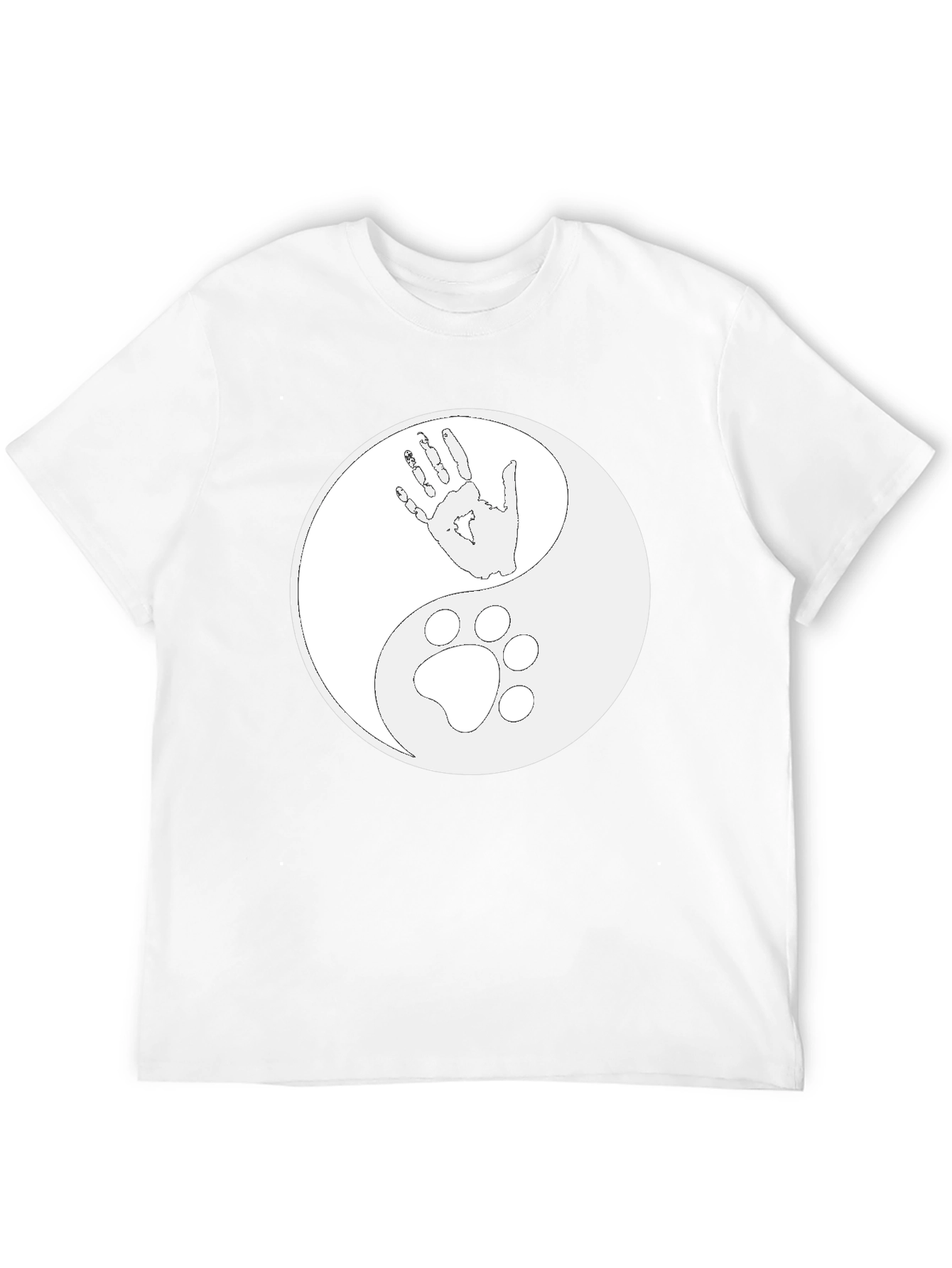 Black Yin Yang Hand & Paw Print T-Shirt - Black view 12