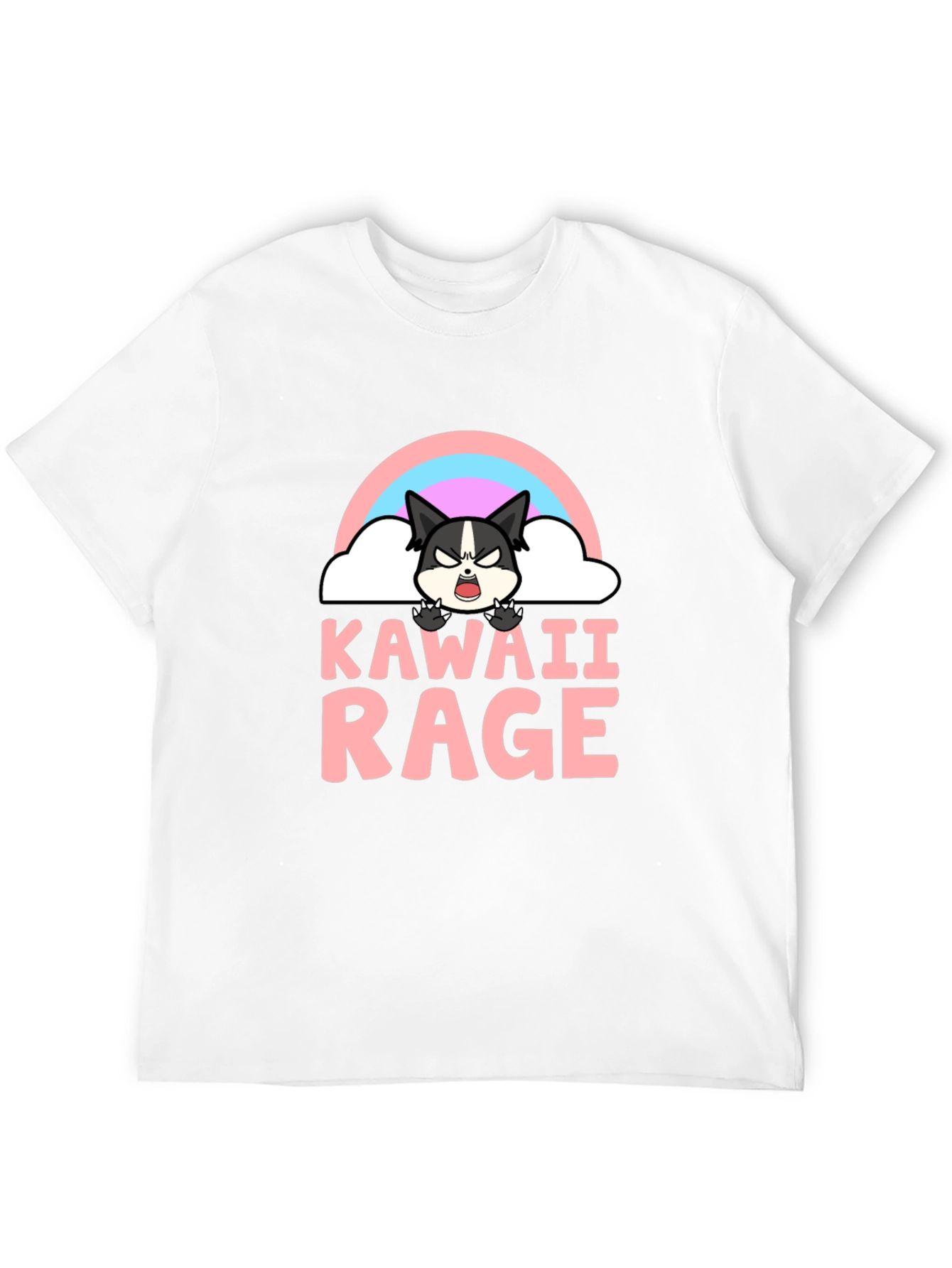 Black Kawaii Rage Black T-Shirt - Angry Cute Cartoon view 12