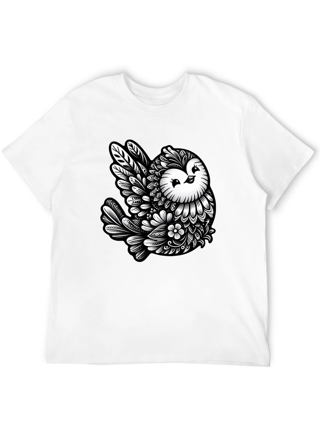 Black Owl Art Black T-Shirt - Unique Graphic Tee view 12