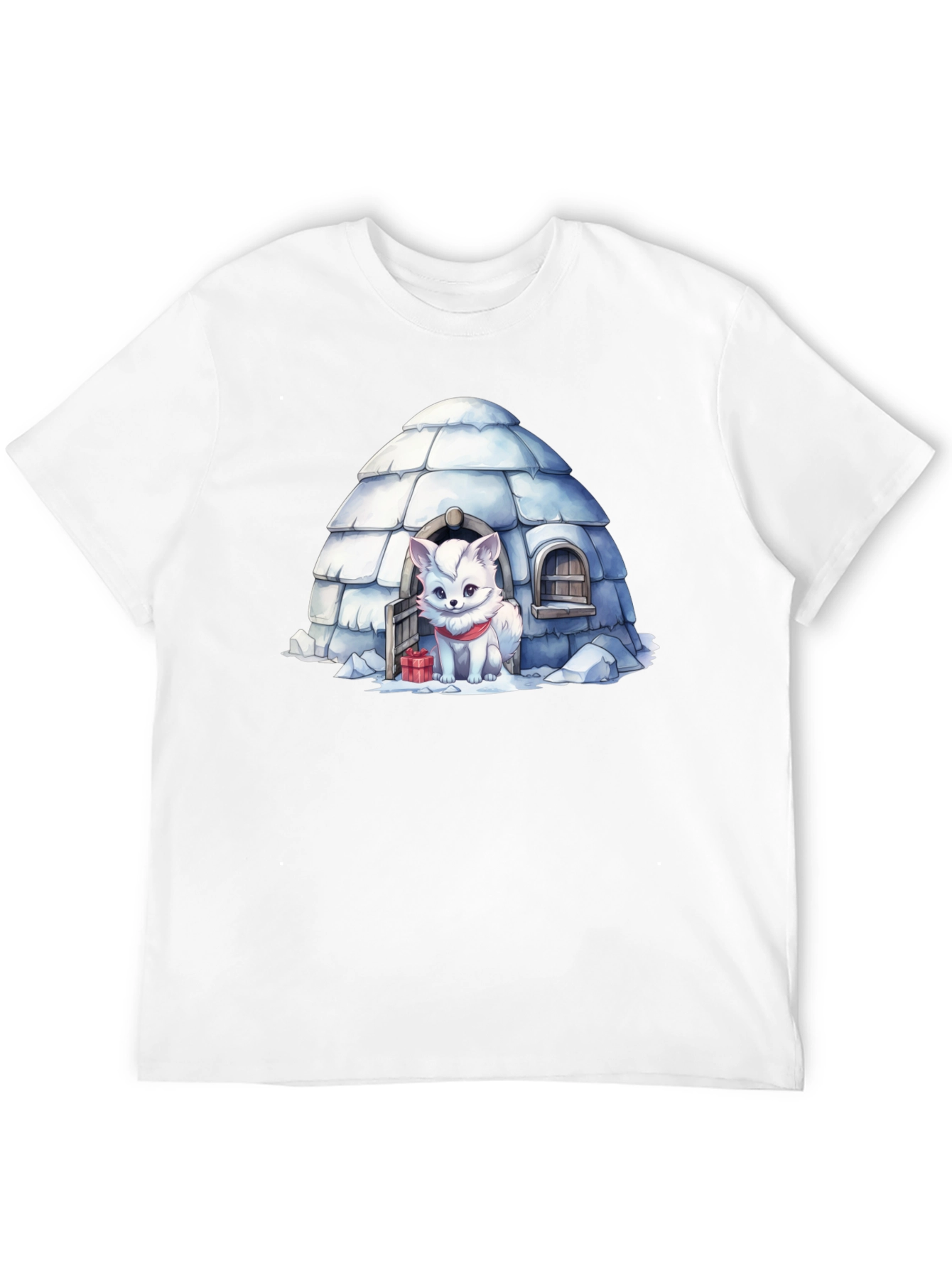 Black Cute Arctic Fox in Igloo Graphic Tee view 12