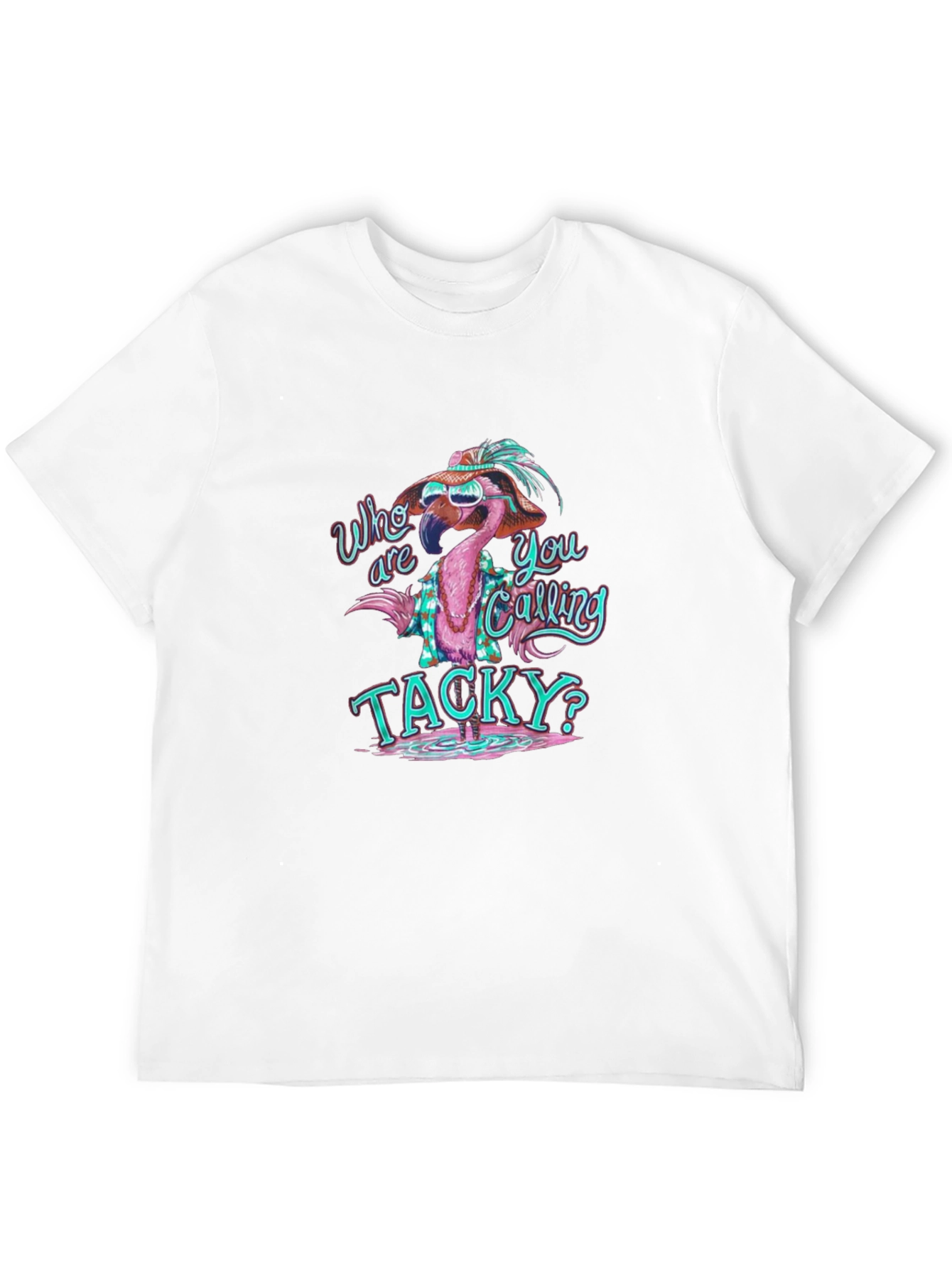Black Funny Flamingo Tacky Graphic T-Shirt view 12