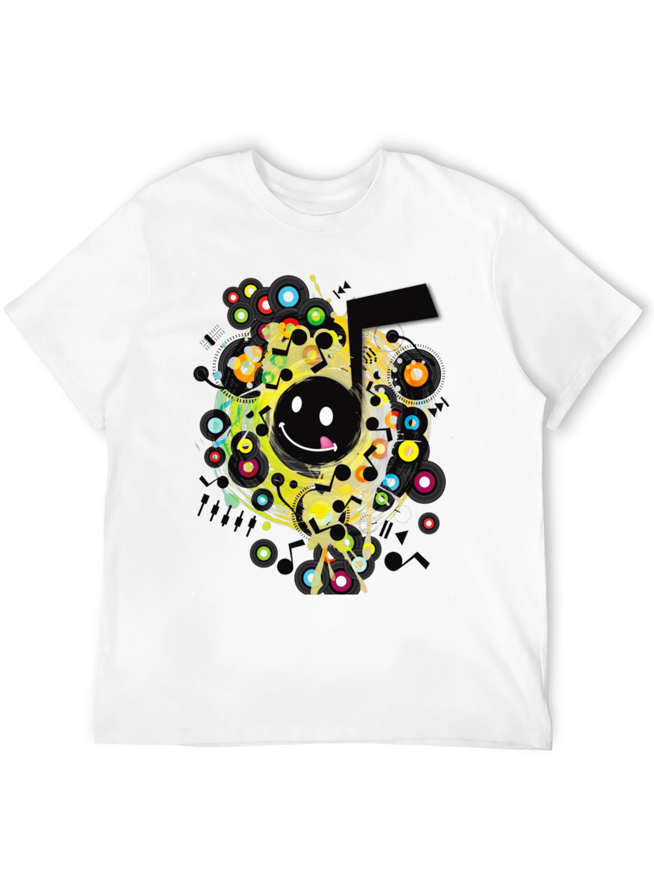 Black Smiley Face Graphic Print Black T-Shirt view 12