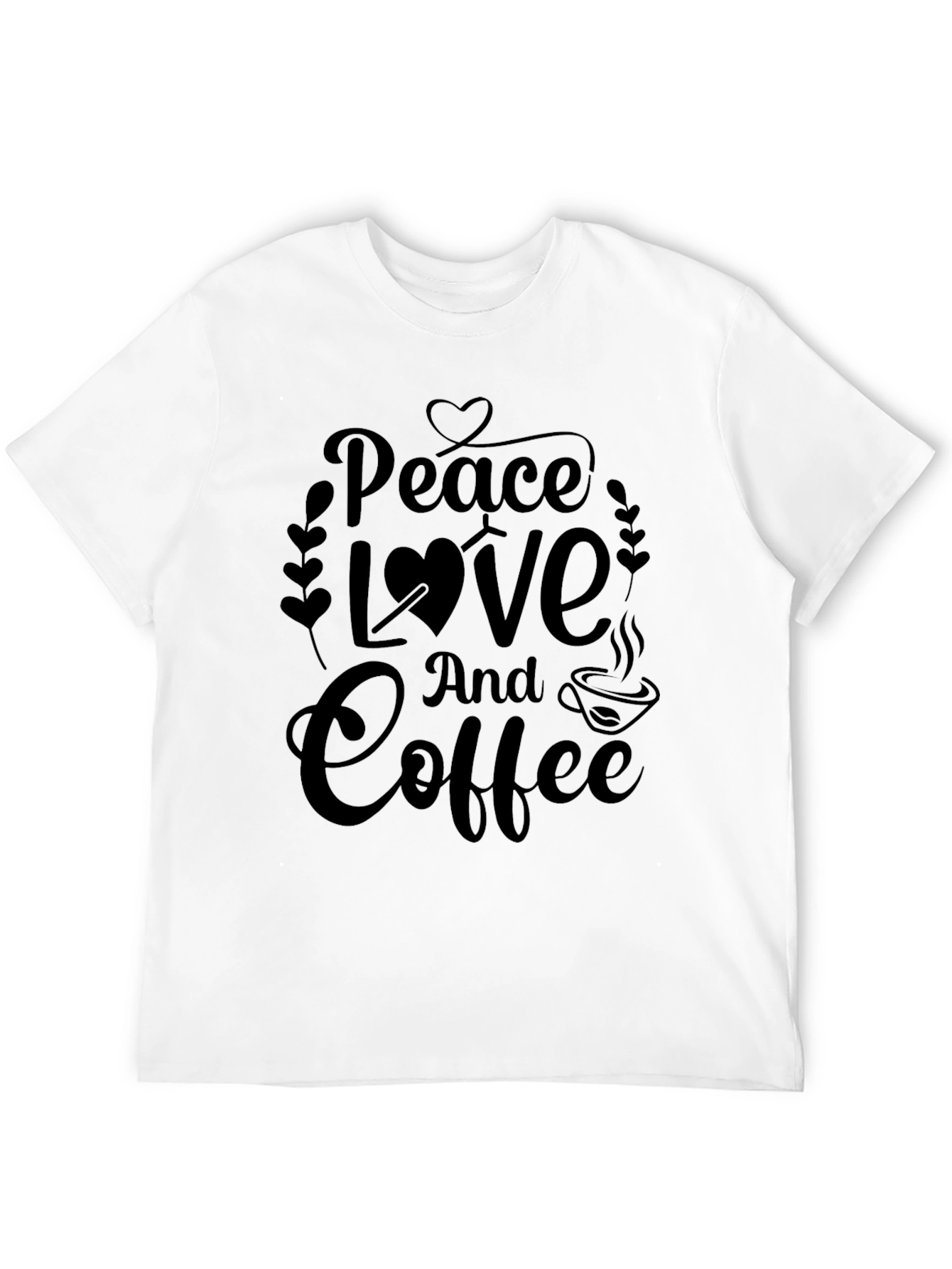 Black Peace Love and Coffee T-Shirt view 12