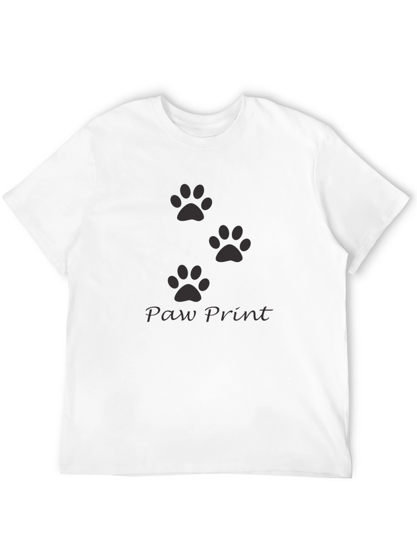 Black Men's Black Paw Print Crew Neck T-Shirt view 12