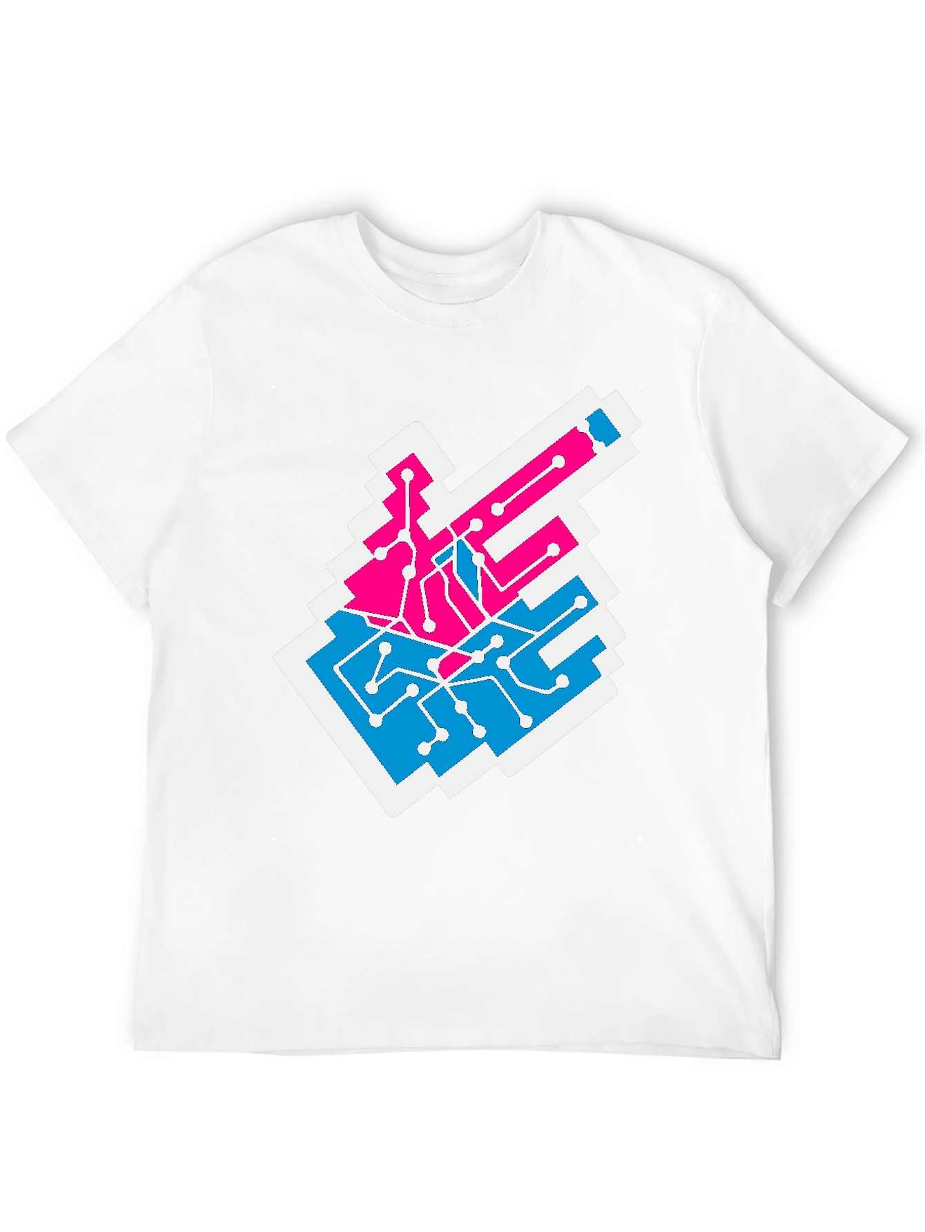 Black Circuit Board T-Shirt - Pink & Blue Tech Style view 12