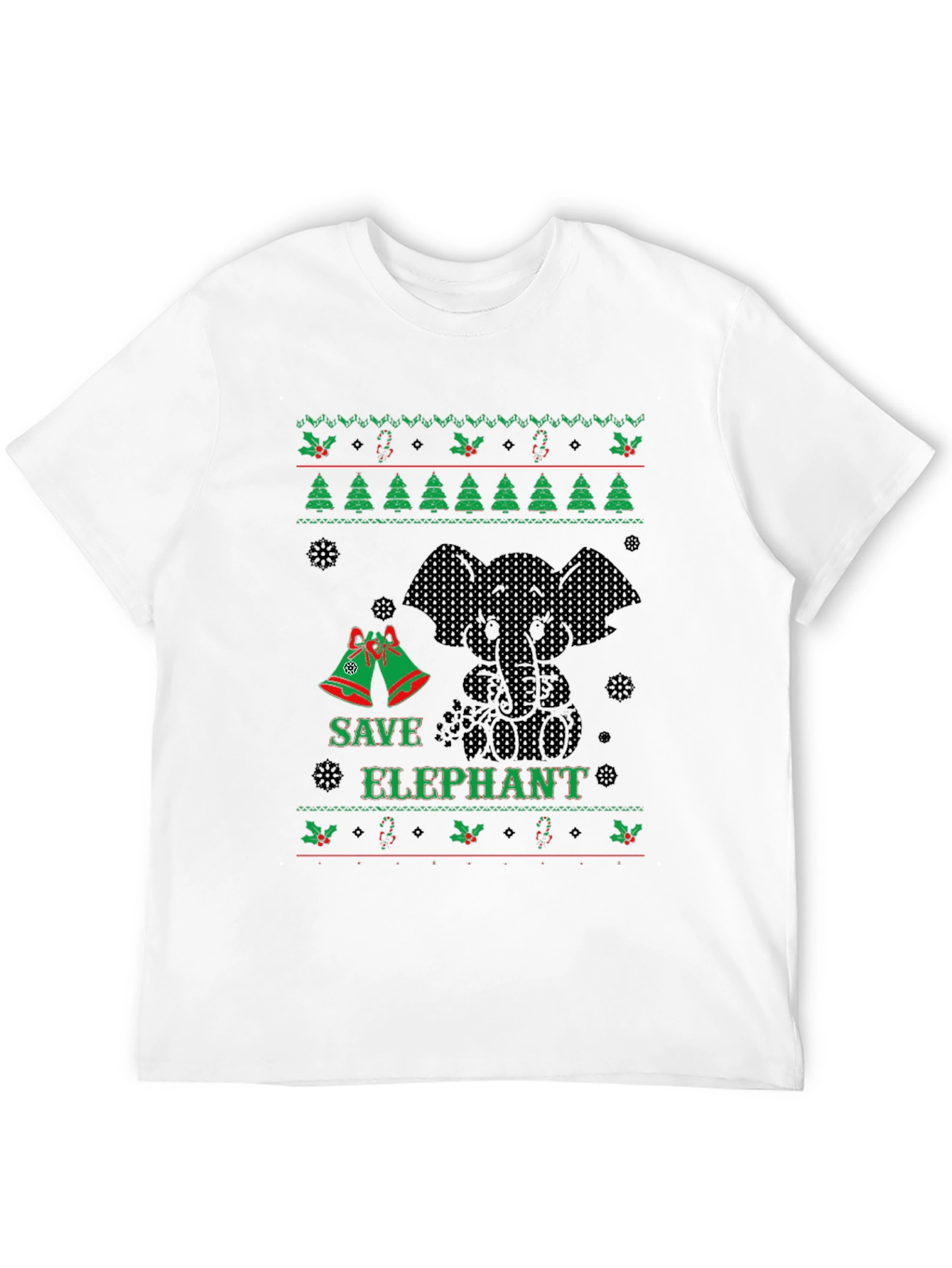 Black Save Elephant Ugly Christmas Sweater T-Shirt view 12