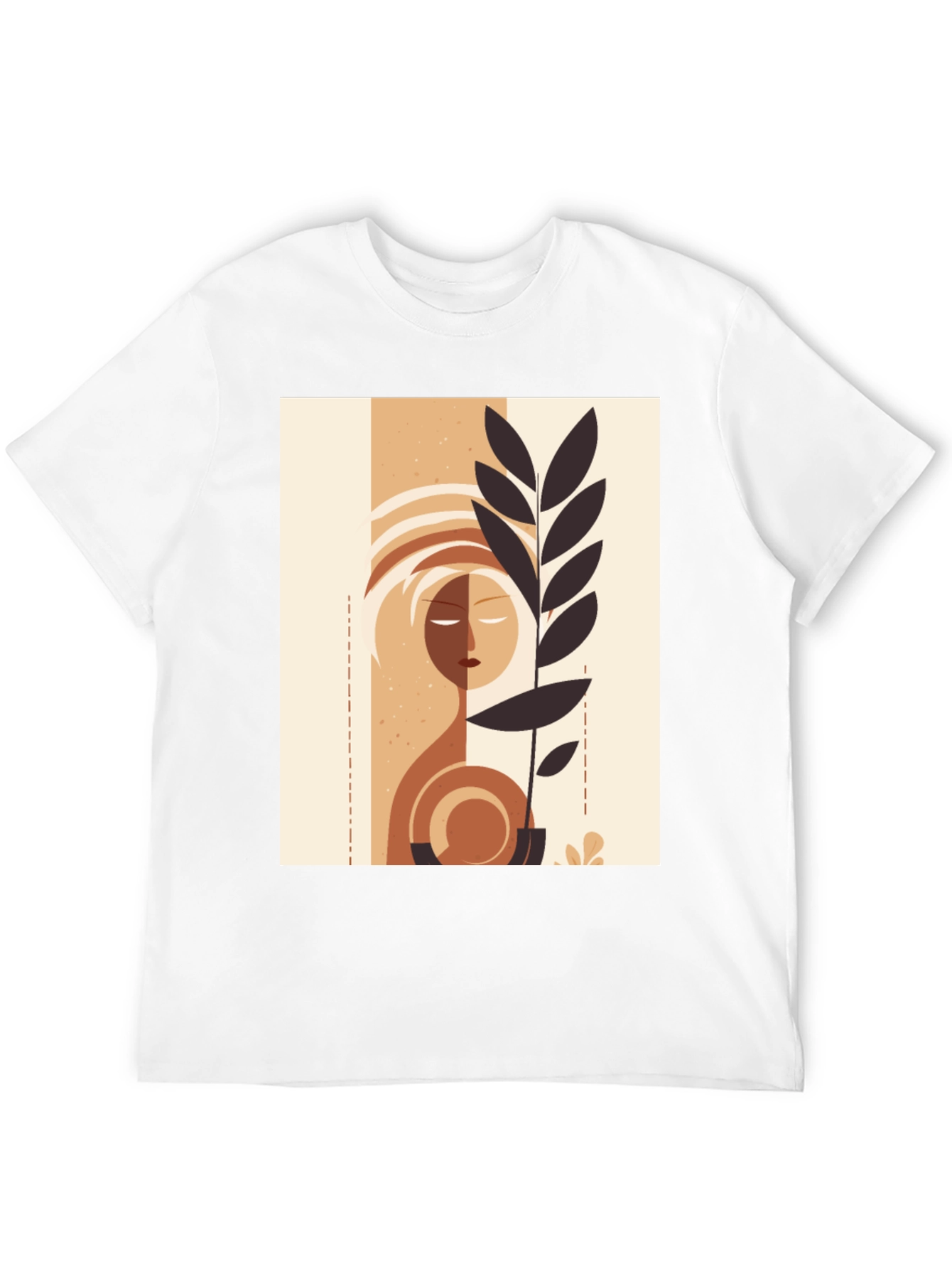 Black Abstract Face & Plant Graphic Tee - Stylish Minimalist Design view 12