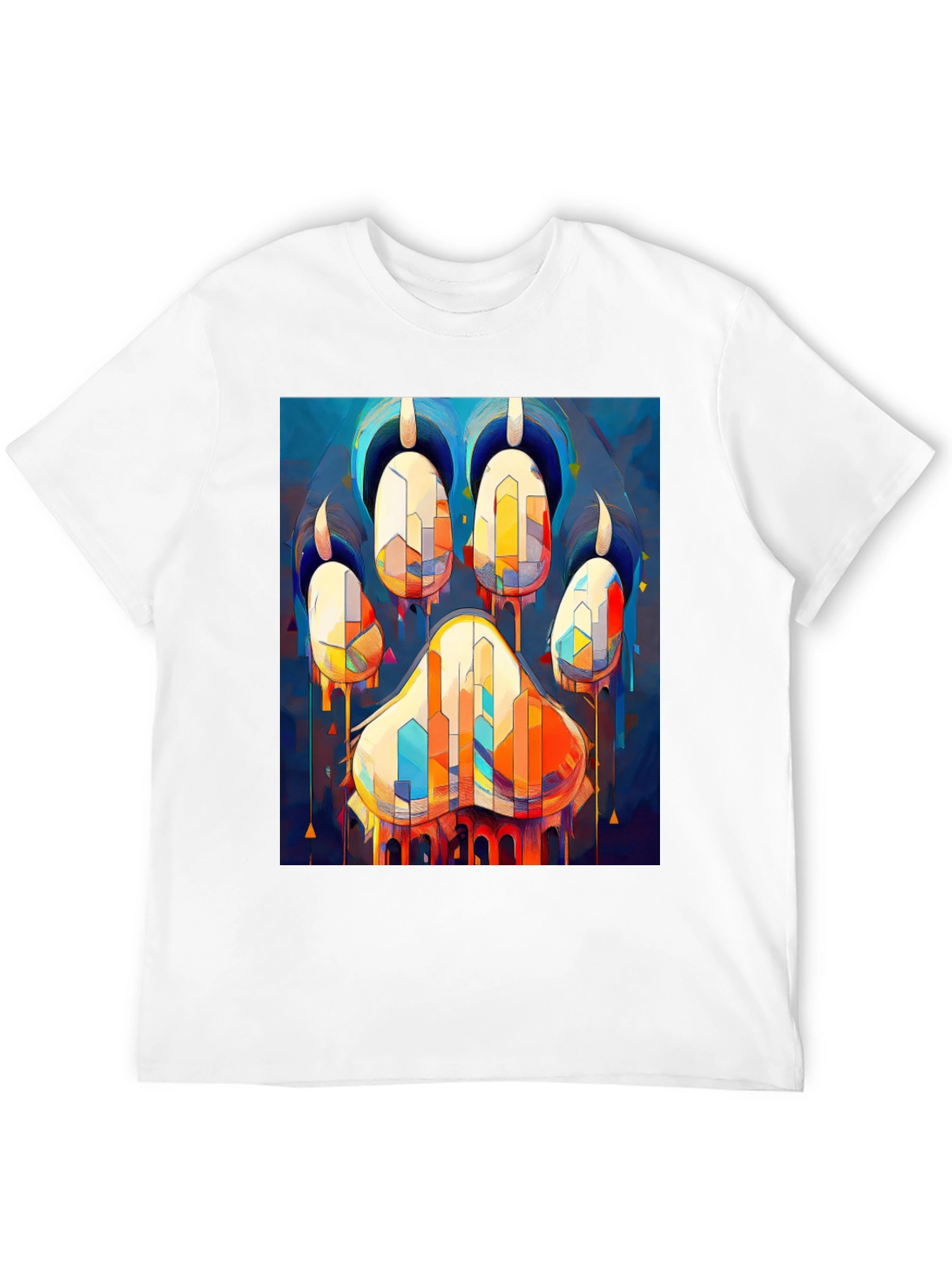 Abstract Paw Print Graphic Tee - Men's Black T-Shirt - 12