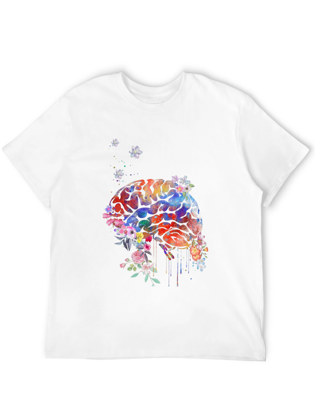 Black Brain Flowers T-Shirt - Artistic Graphic Tee view 12