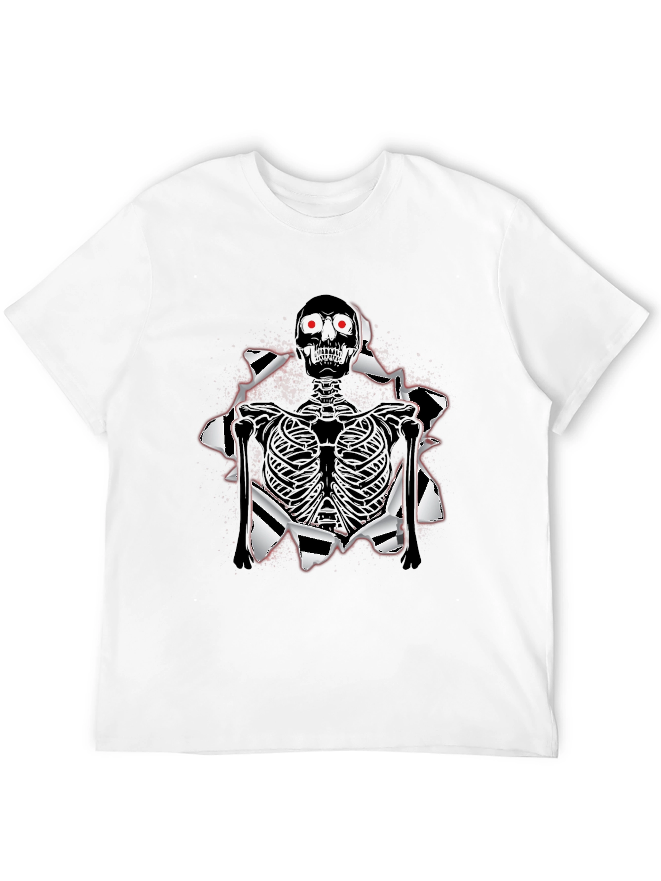 Black Skeleton T-Shirt: Ripped Graphic Tee view 12