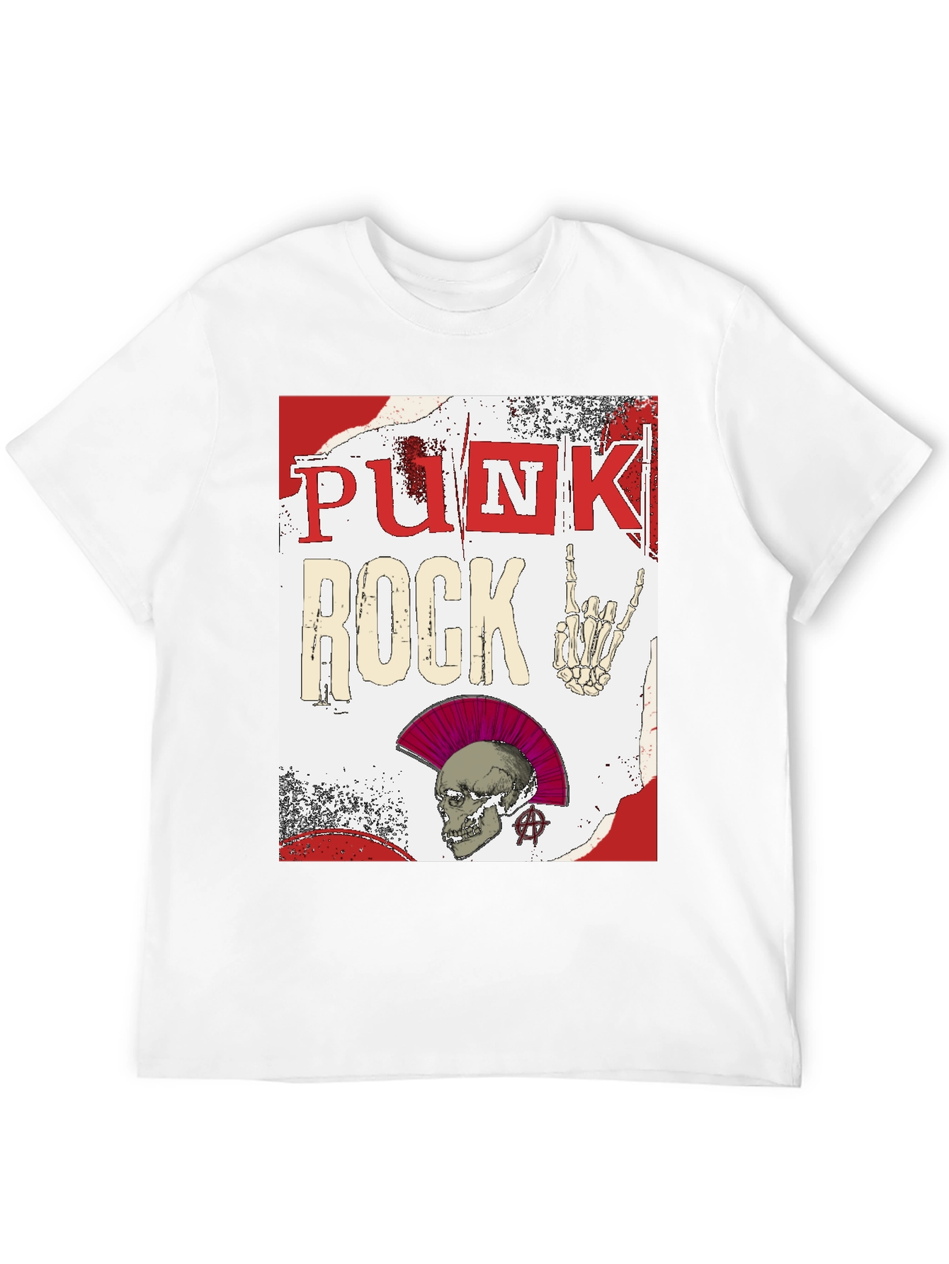 Black Punk Rock Graphic Tee - Edgy Skull Design view 12
