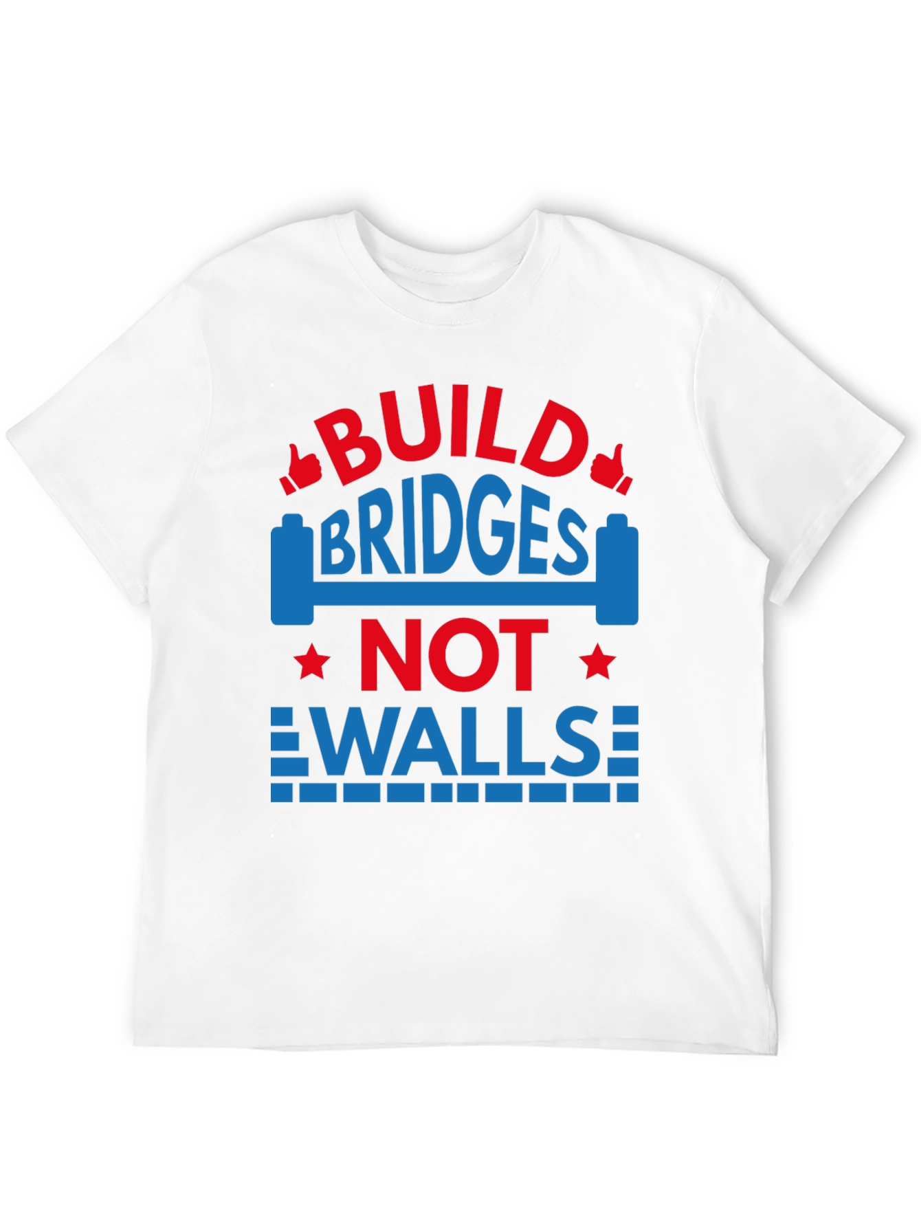 Black Build Bridges Not Walls Graphic Tee view 12