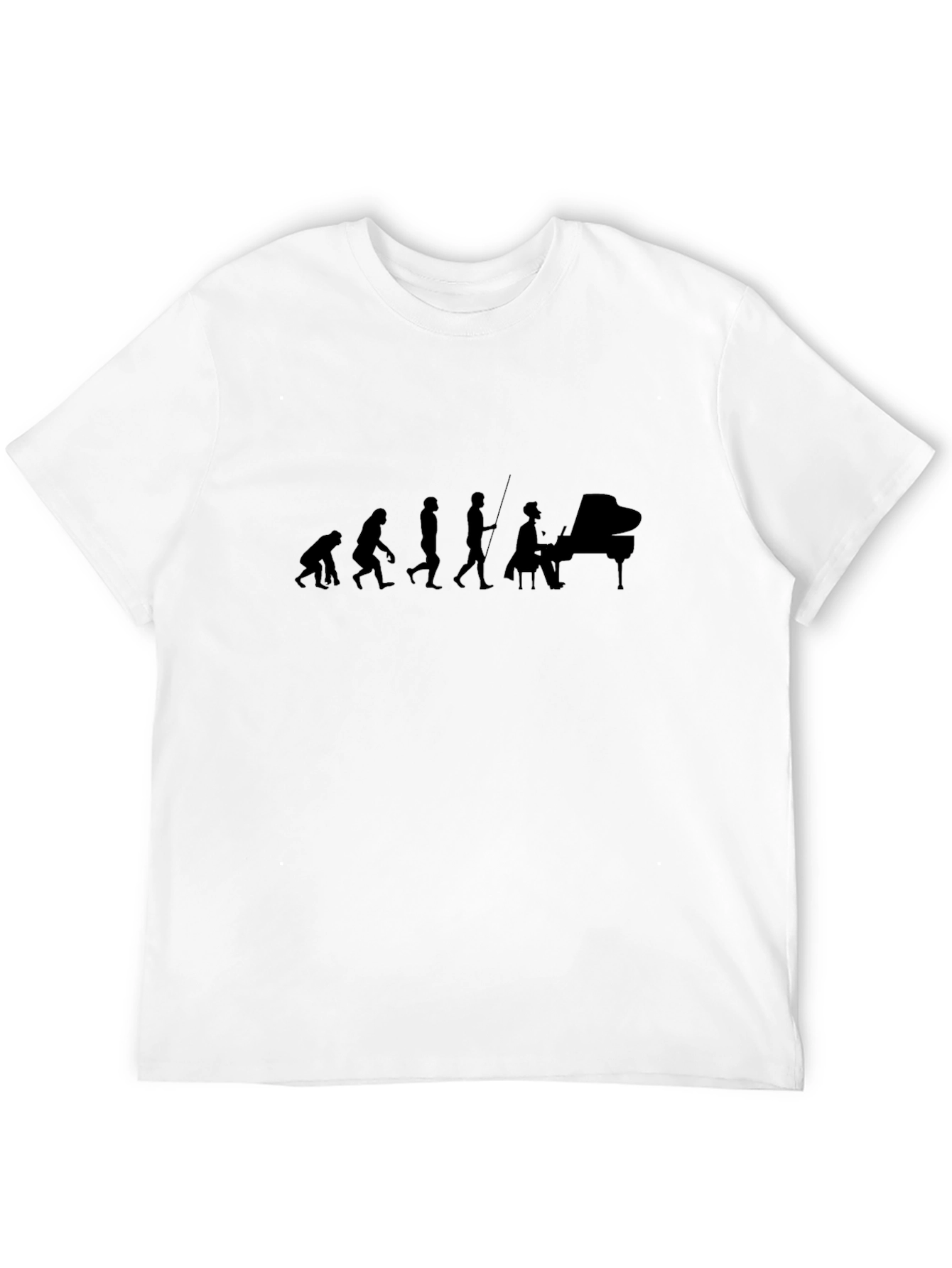 Black Evolution of Piano Player T-Shirt Black Cotton view 12
