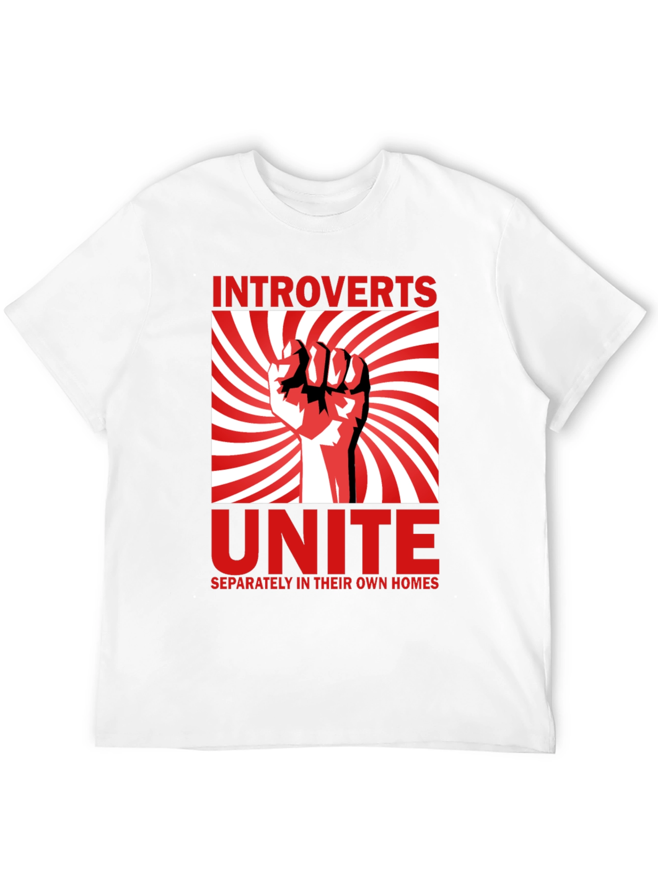 Black Introverts Unite T-Shirt - Separately in Their Own Homes view 12