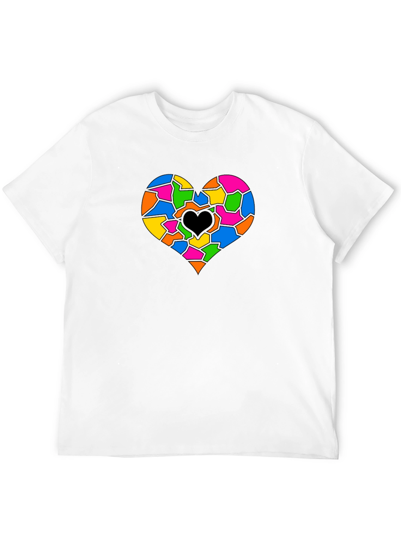 Black Colorful Broken Heart Graphic Print T-Shirt view 12