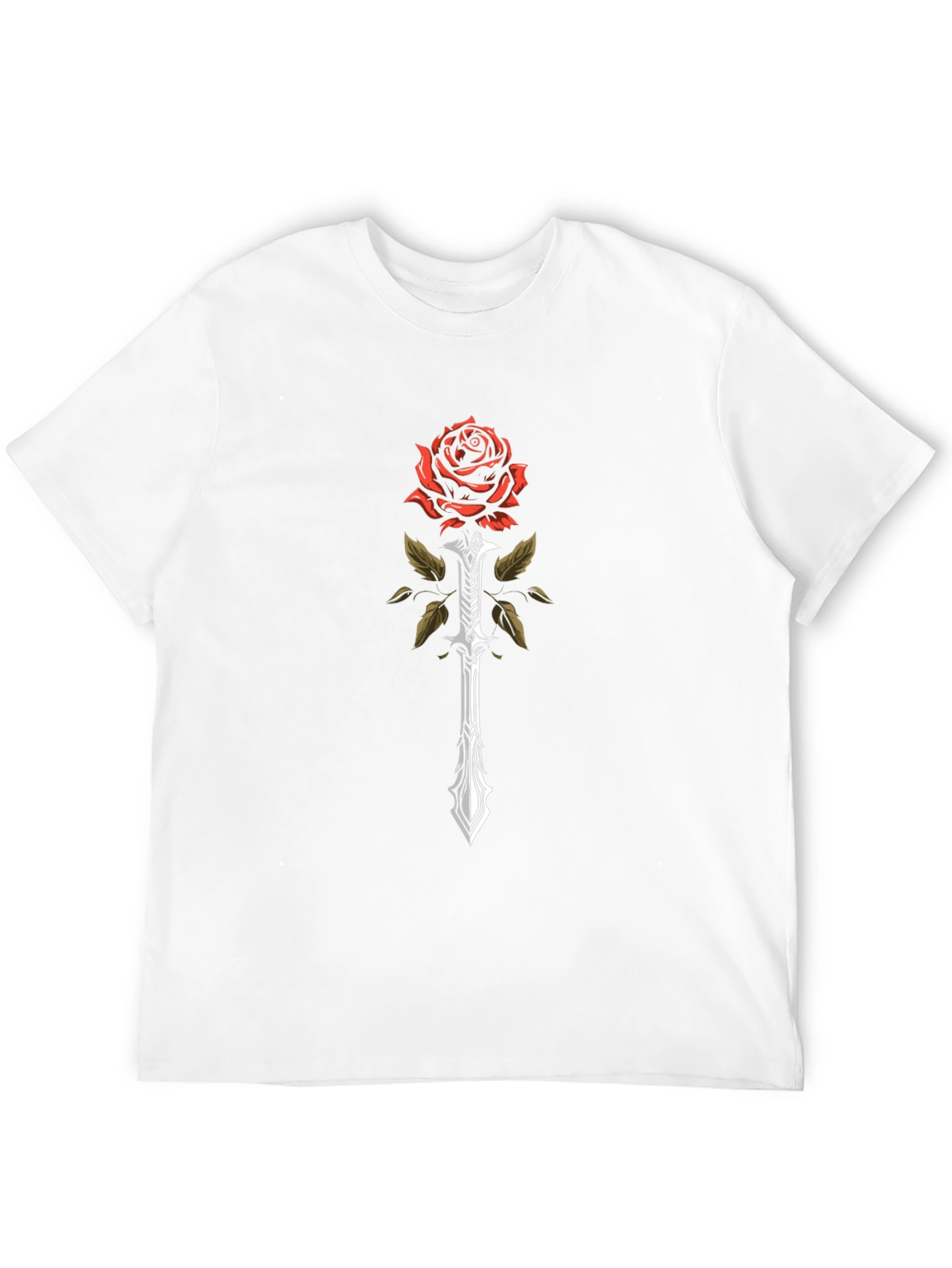 Black Rose and Sword Graphic Tee - Black Cotton Blend view 12
