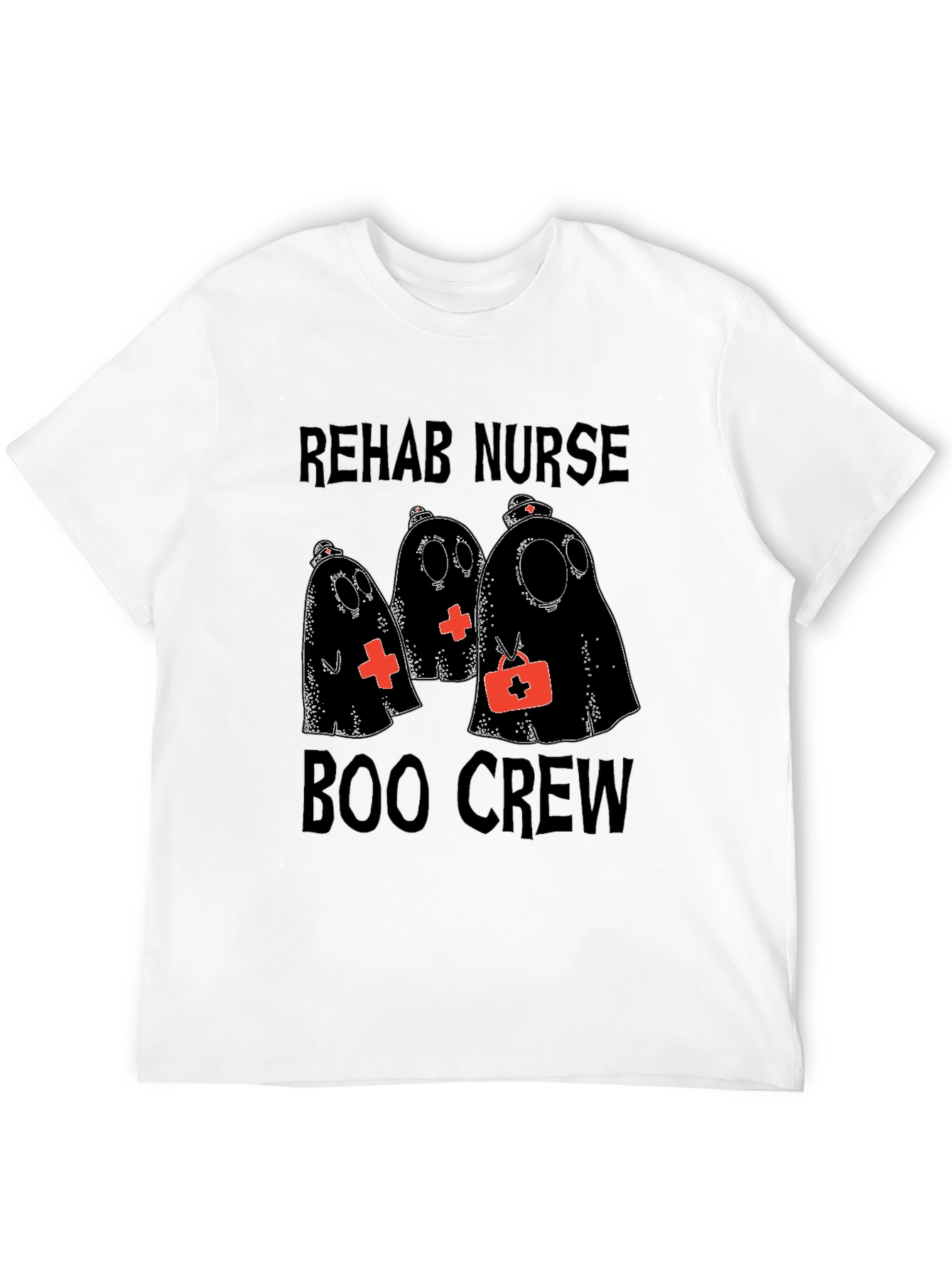 Black Rehab Nurse Boo Crew Halloween T-Shirt view 12