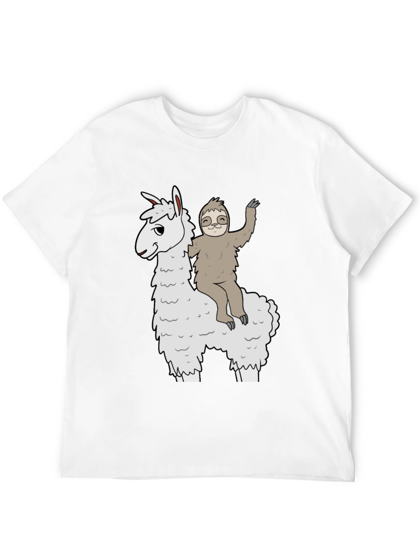Black Llama & Sloth T-Shirt - Fun Graphic Tee view 12