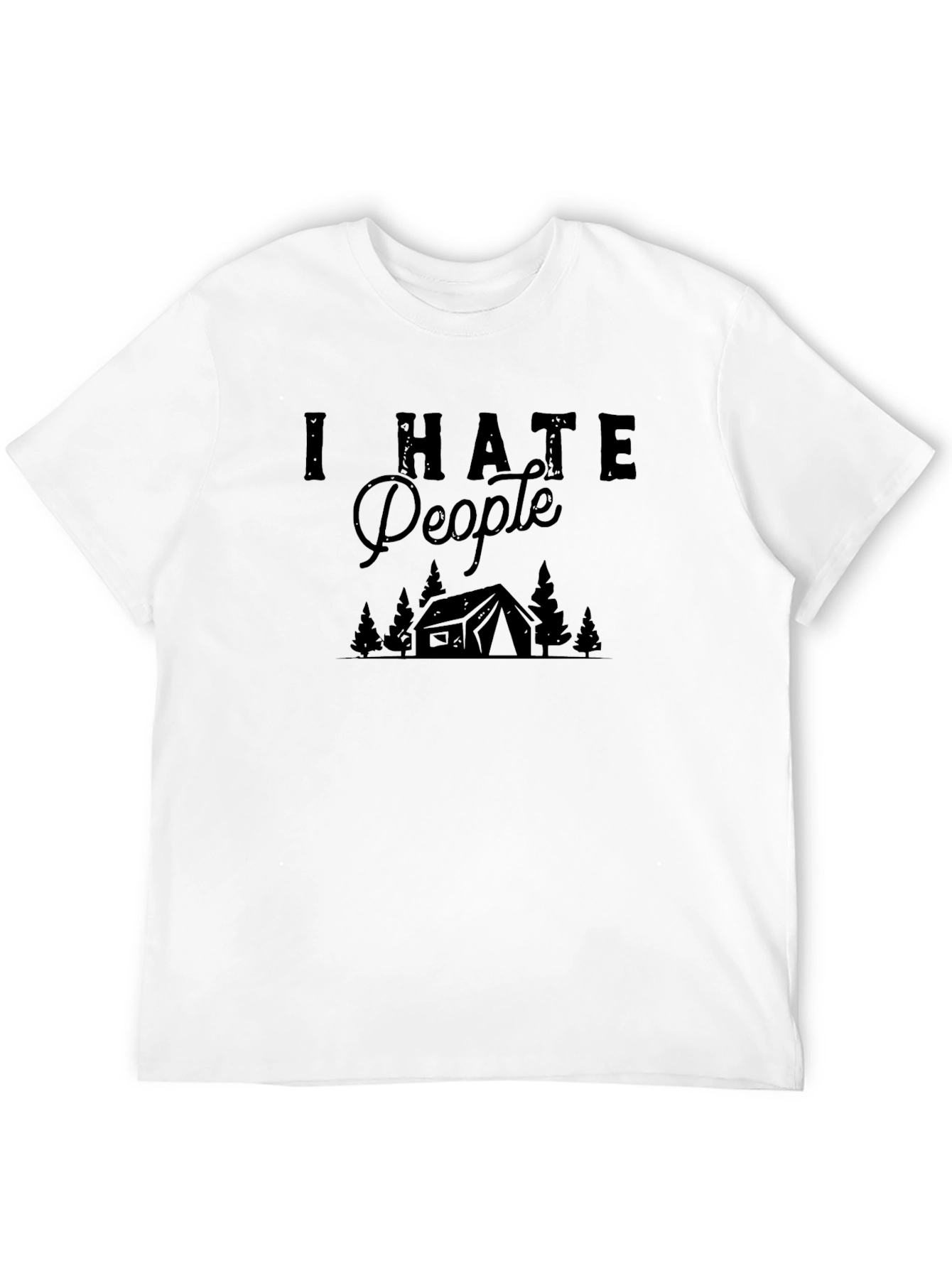 Black I Hate People Camping Graphic Tee - Black Cotton T-Shirt view 12